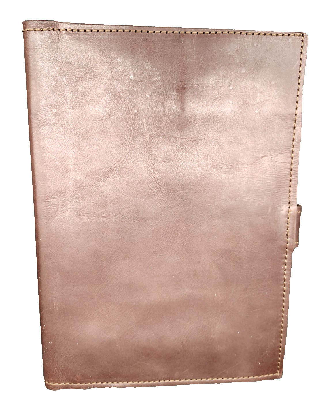 Vintage Soft Brown Leather Slide Tab Pocket Folio Case Notebook Cover 9 x 13″