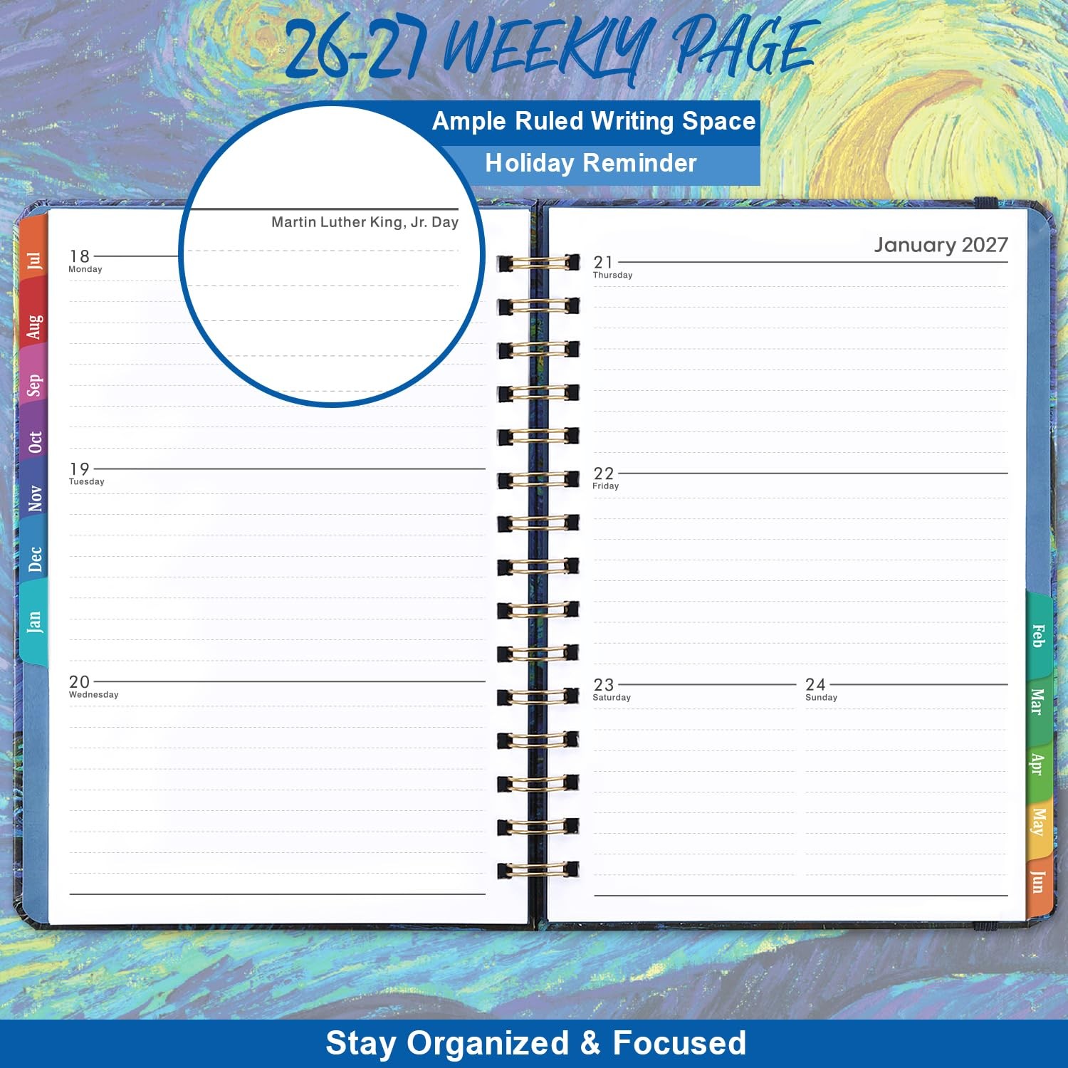 2026-2027 Planner – Jul.2026 – Jun.2027, Weekly ＆ A5, Blue with Starry Night