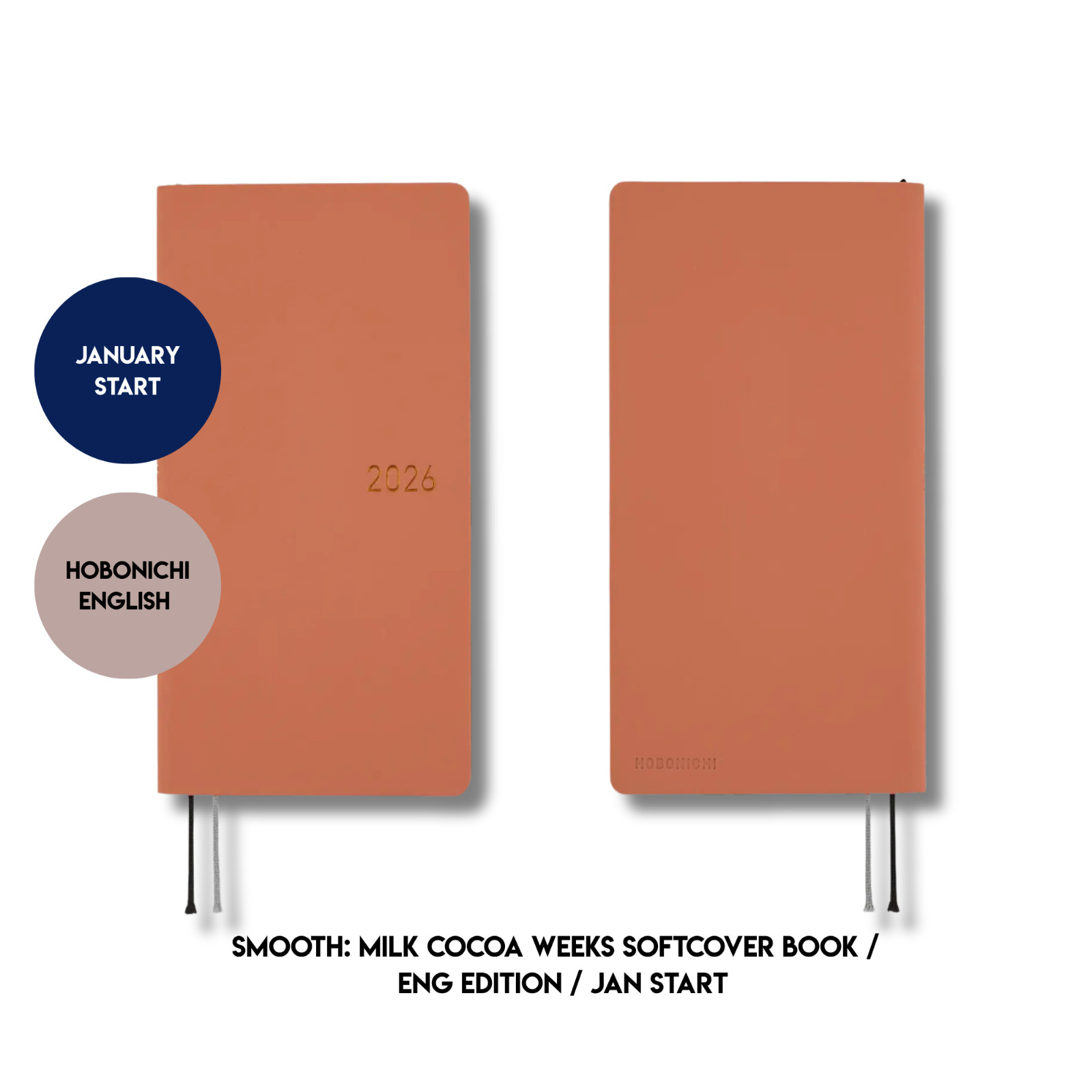 Hobonichi Techo 2026 ENGLISH Smooth: Milk Cocoa Weeks Weeks January Start
