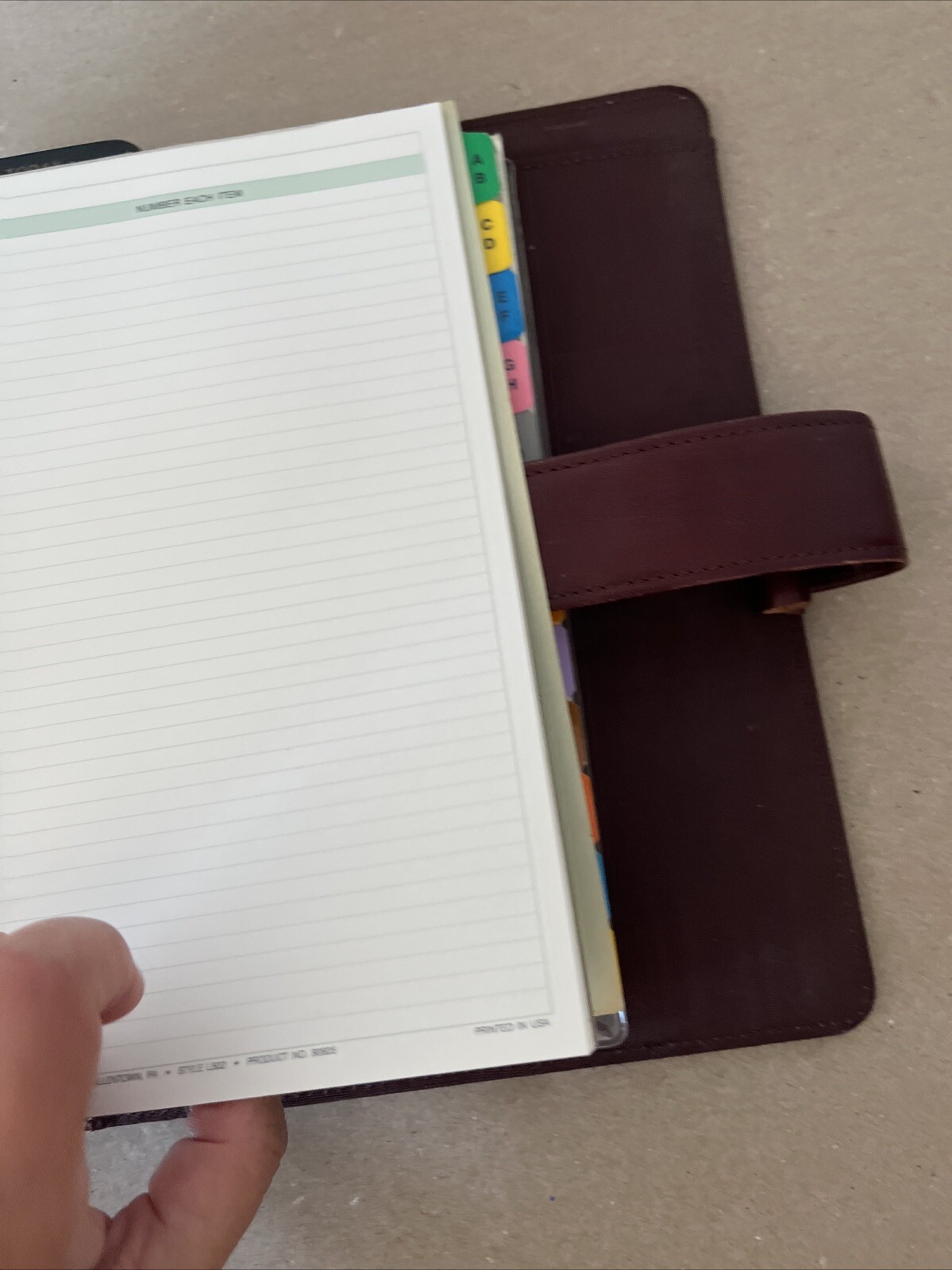 Day-Timer Planner Binder Brown Leather 7 Rings Loose Leaf USA Made 1996 Vintage