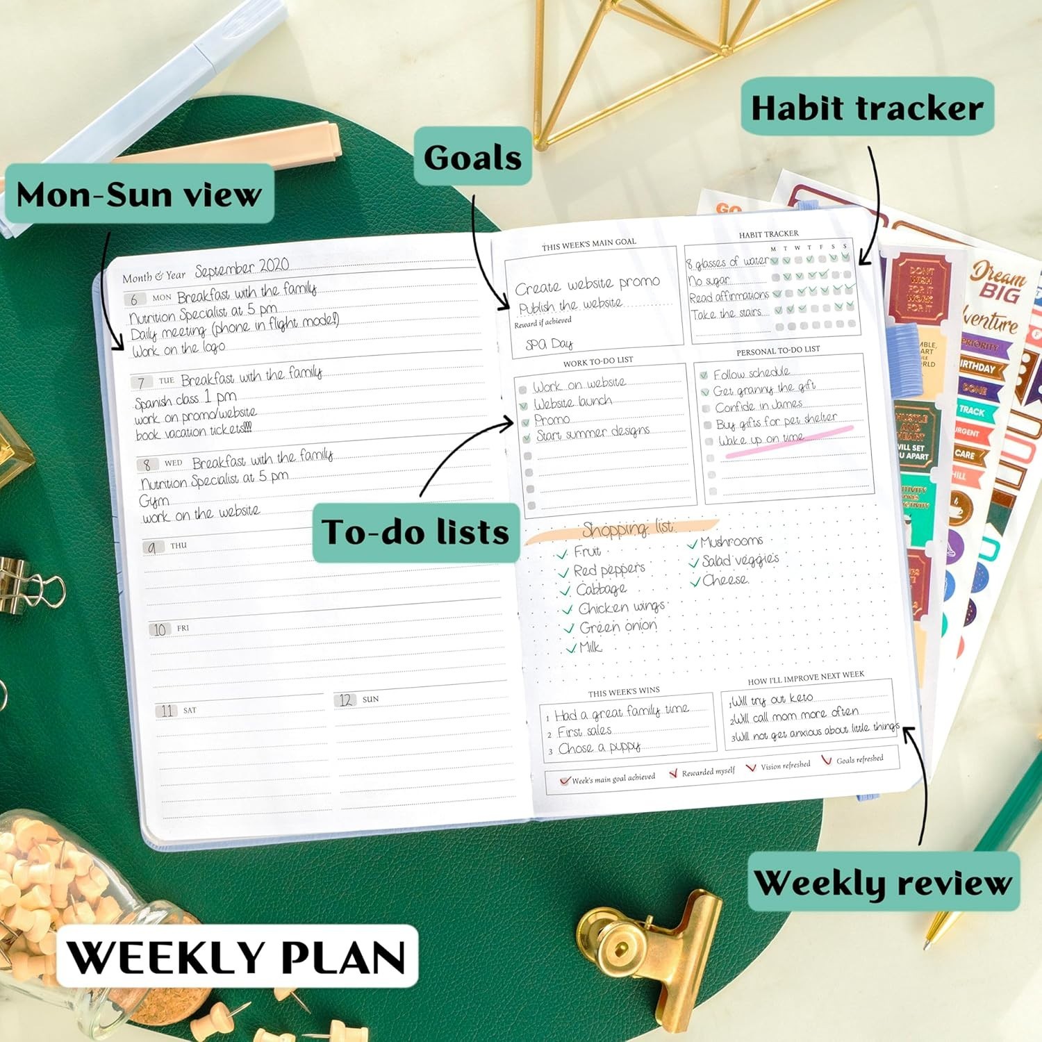 Legend Undated Weekly Planner – Goal Planner Journal & Organizer Notebook – A…