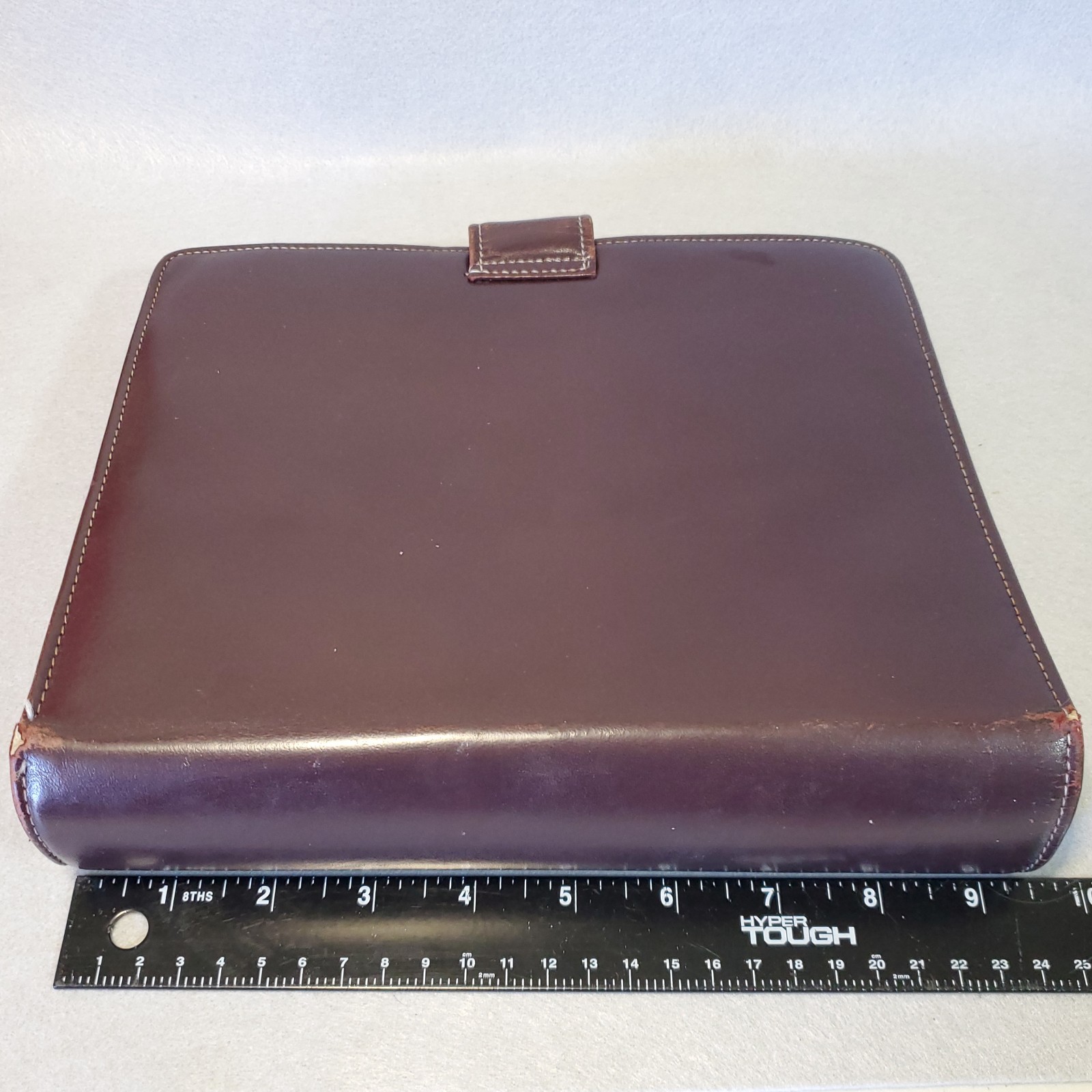 Franklin Full Grain Leather Day Timer Planner 7 Ring Red Brown Binder Vtg *READ*