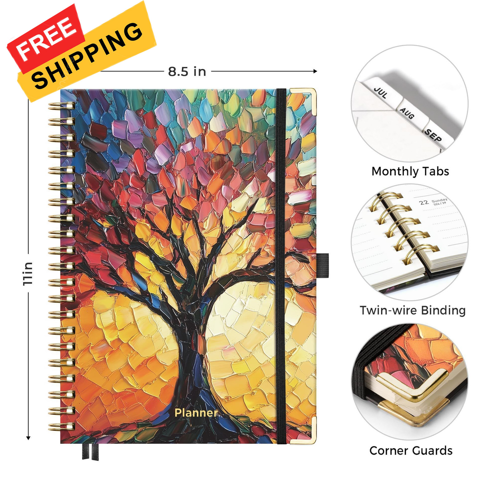 AHGXG Academic Planner 2026-2027, July 2026 – June 8.5″ x 11″, Colourful Tree