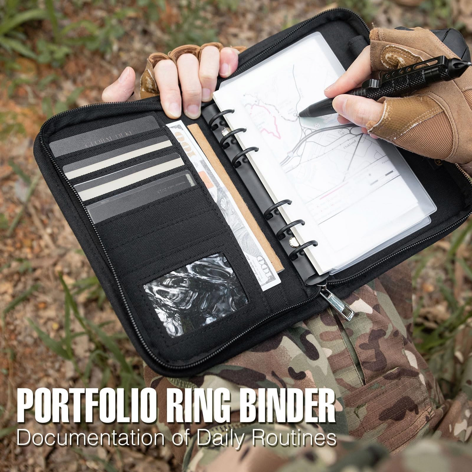 Tactical Notebook Padfolio Ring Binders with 45 Sheets,Army Military Notebook…