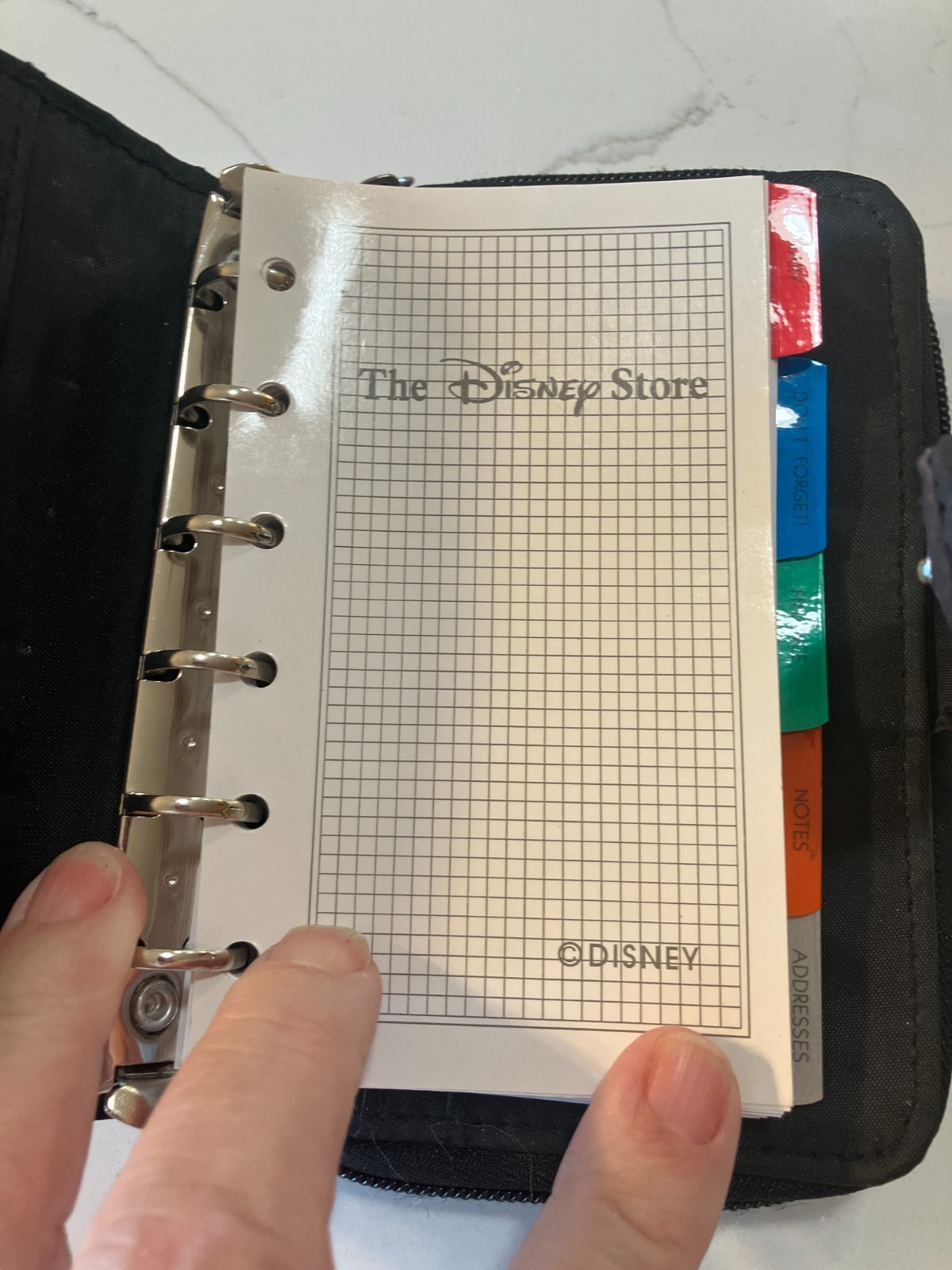 Disney Mickey Mouse Black Leather Small 5 inch Binder Planner Organizer