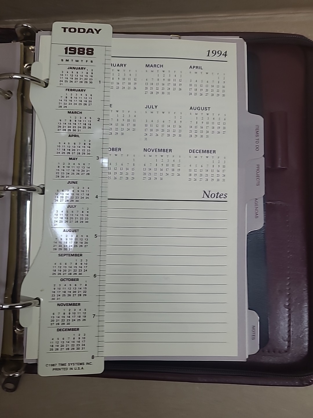 3 Ring Leather Organizer Journal Planner Vntg. 1994 Time Systems Inc. 10 In × 8