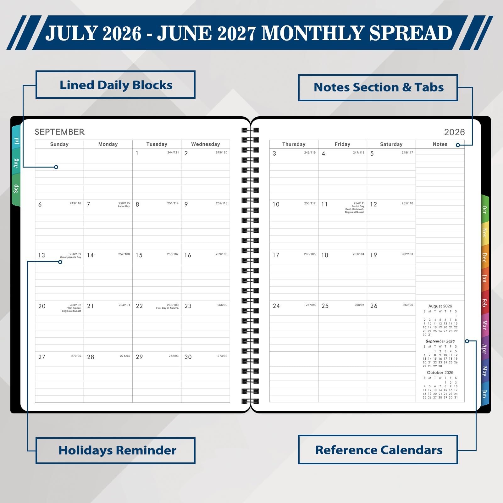 Academic Planner 2026 2027 Monthly Weekly Calendar Organizer 8×10 Spiral Bound