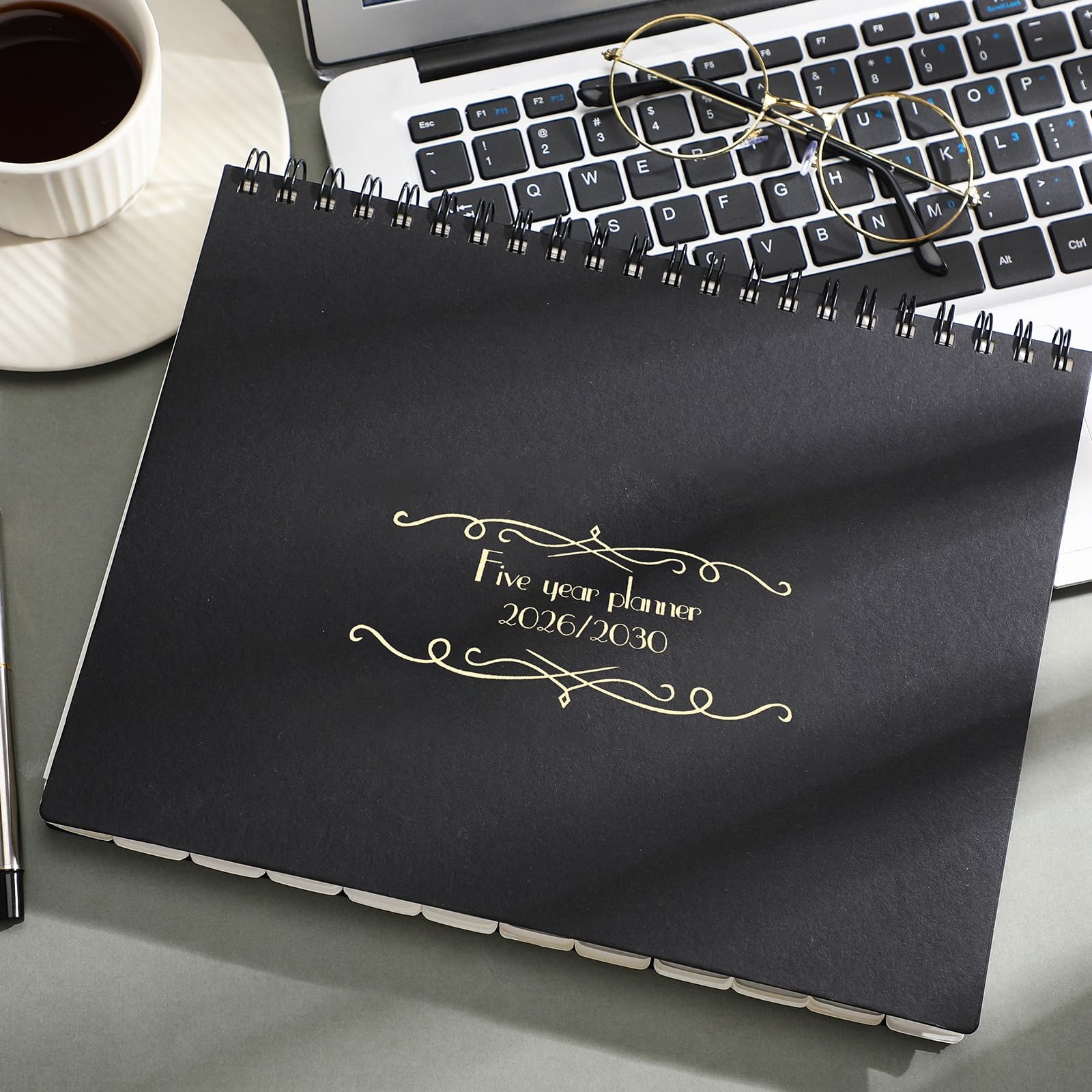 Zhanmai 5 Year Planner Calendar with Tabs 2026 to 2030 10.4″W x 1.2″H, Black