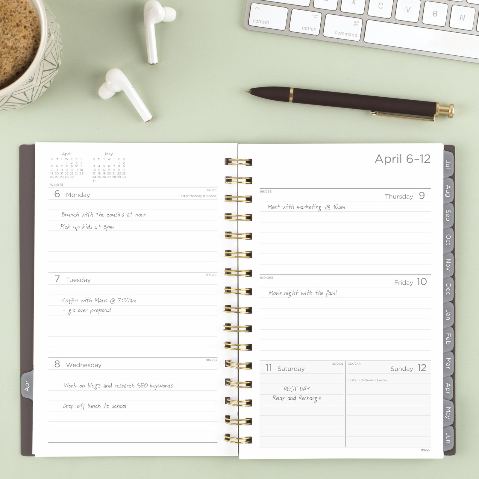 Mead Planner 2026-2027 Weekly & Monthly Academic 5.5″W x 8.5″H, Ground Coffee