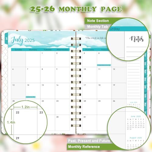 2025 Weekly & Monthly Planner with Tabs, Hardcover, 6.4″x8.5″, Jan-Dec 2025