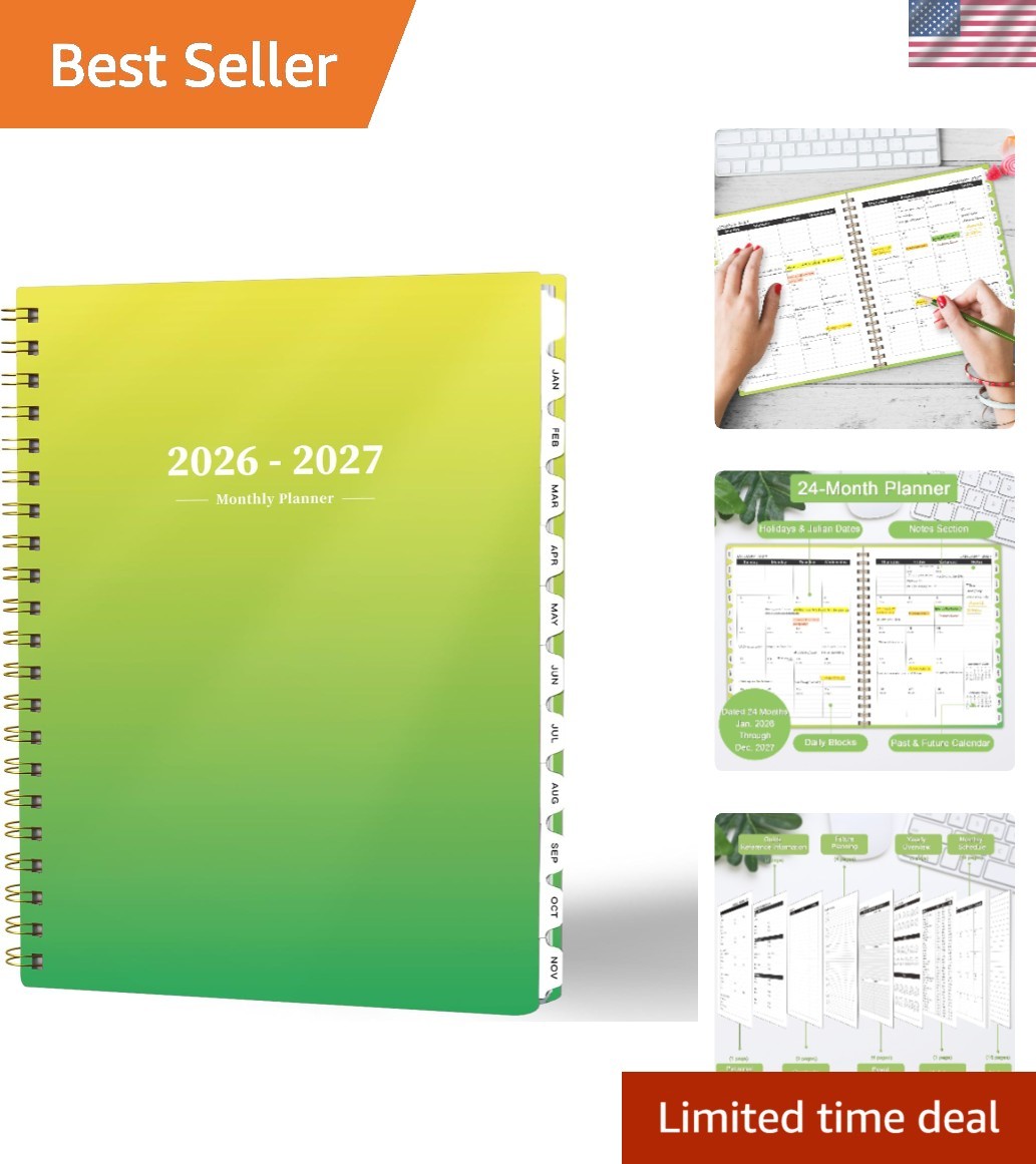 2026-2027 Large Monthly Planner – Spiral Bound with Waterproof Cover, 80 Pages