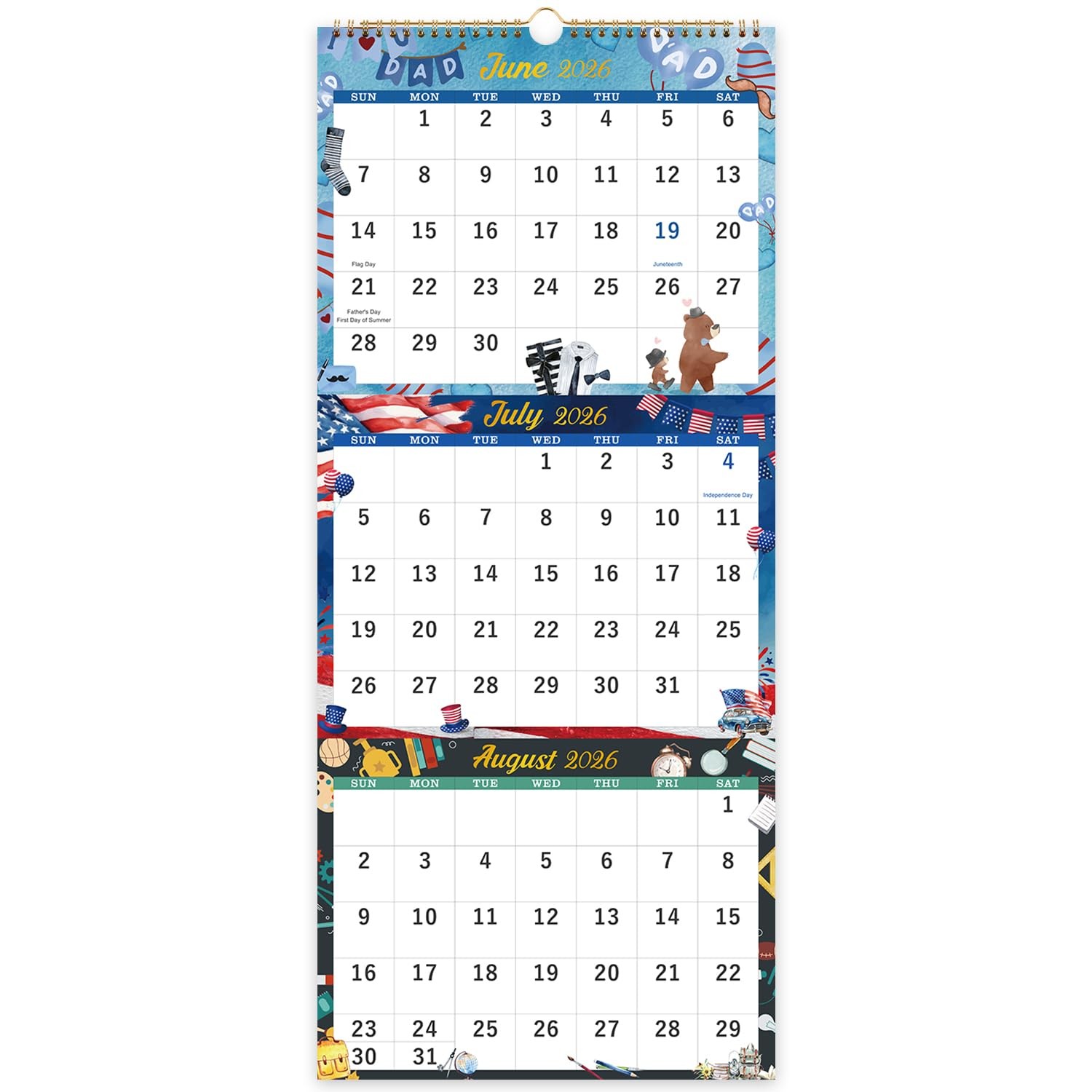 Calendar 2026-2027 – Wall 2026-2027, April 2026 – July Multicolored