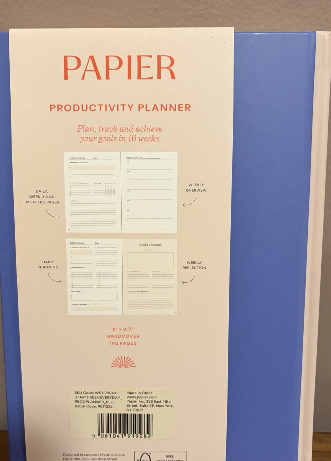 Papier Wonder Productivity Planner 6″ x 8.5″ Oxford Blue NEW