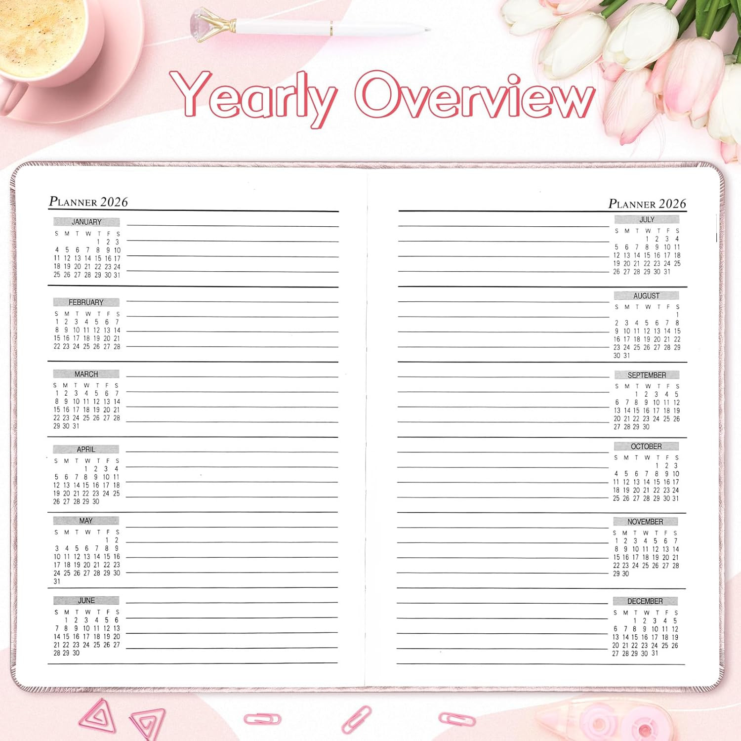 Daily Hourly Planner 2026 Full Page per Day, 2026 Diary 5.7 X 8.3″ Hardcover App