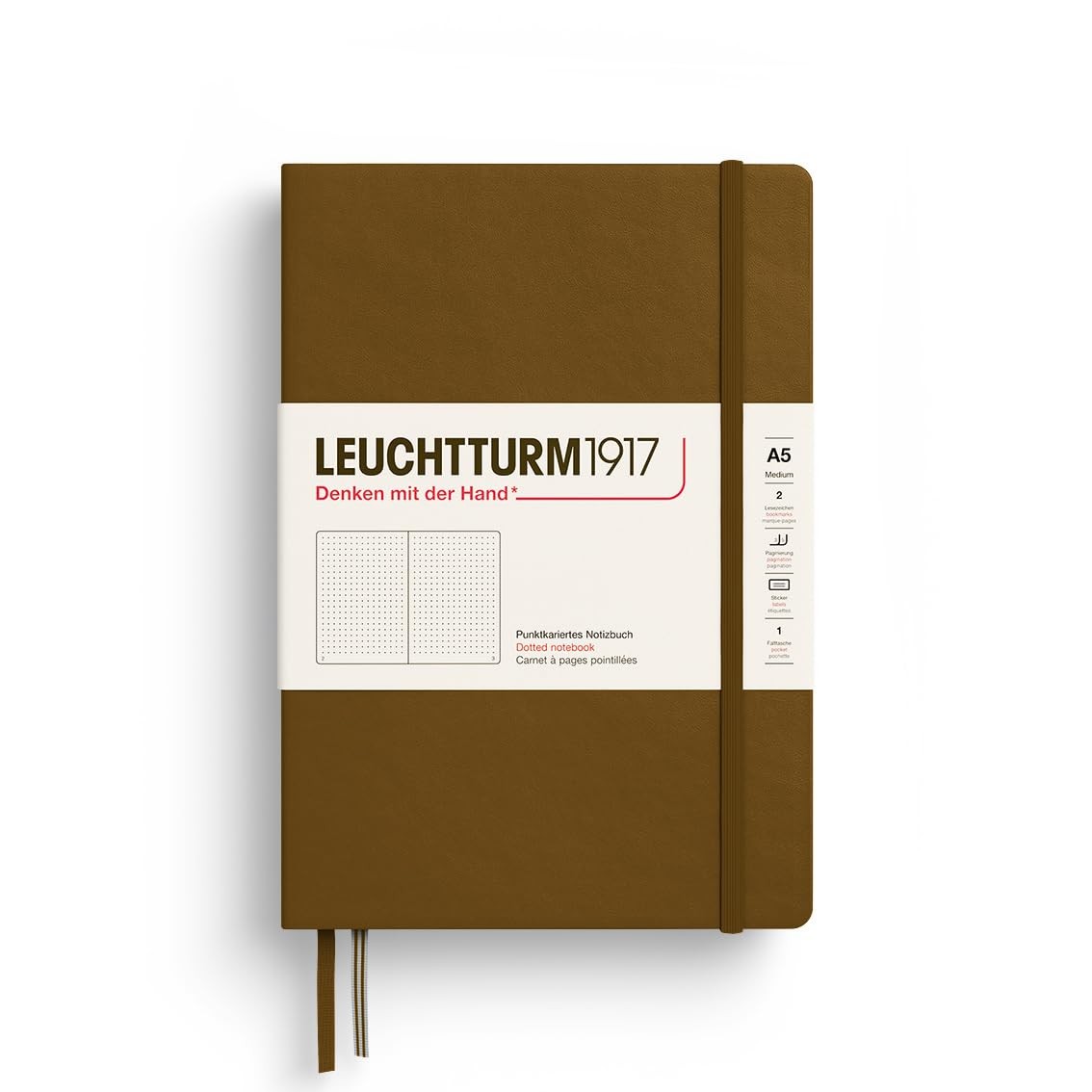 A5 Spice Brown Blank Notebook 251 Pages Thread Bound with Ribbon Elastic Closure