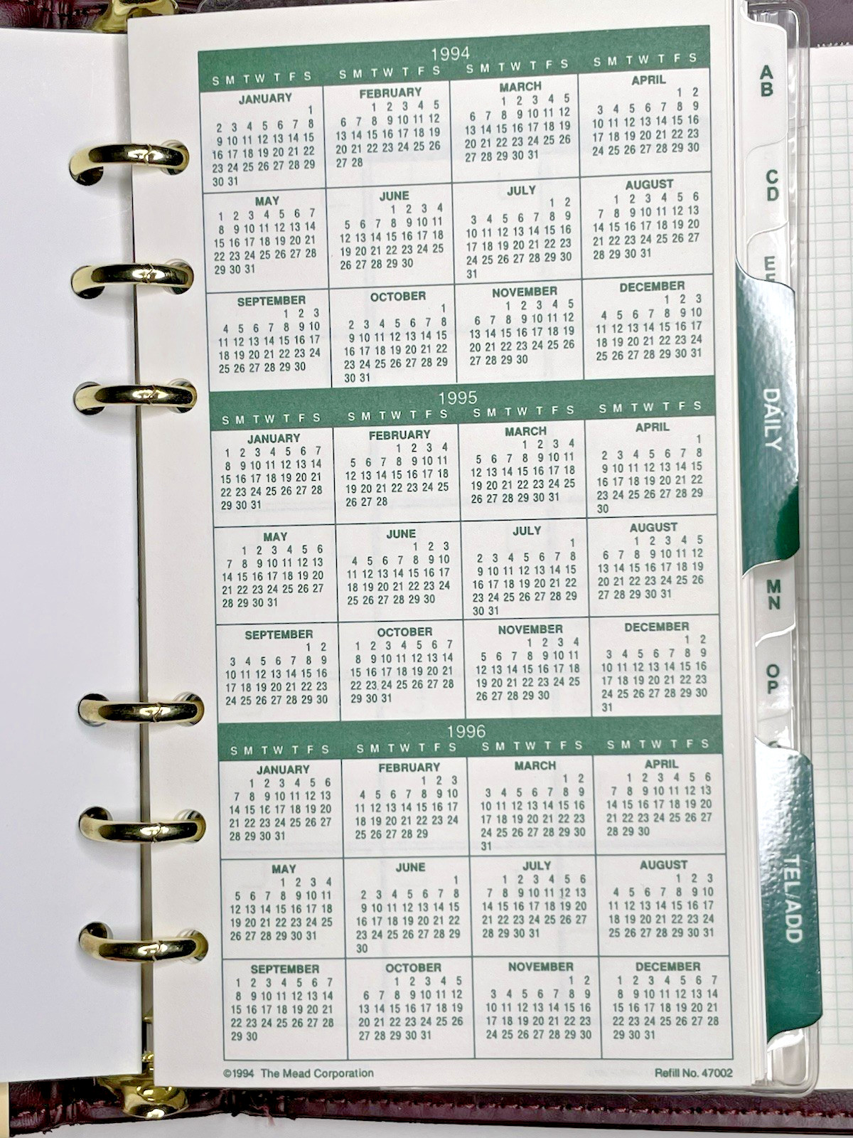 Cambridge Personal Day Planner Burgundy #47104 7.25 x 5.5″ NOS 1994 Vintage 90’s