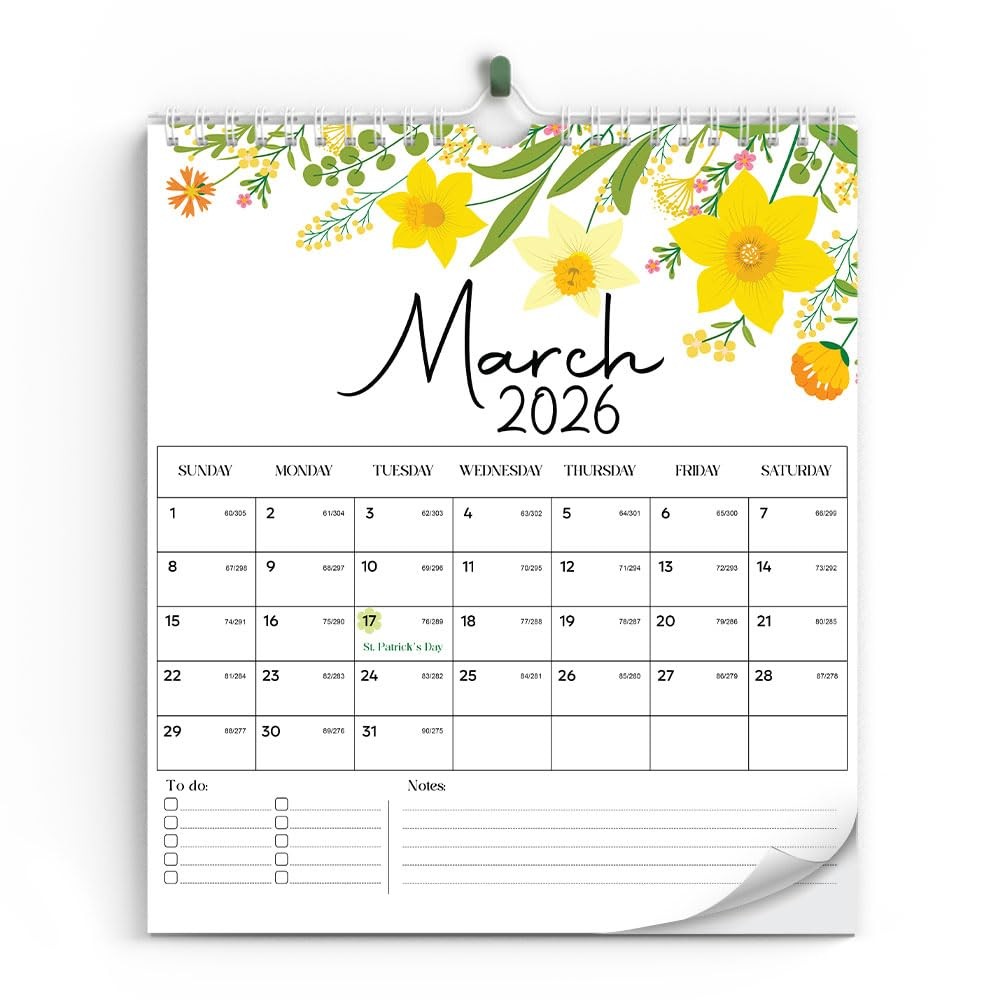 Wildflower 2026 Wall Calendar, March 2026 – Feb 2027, Dates Bright Botanical
