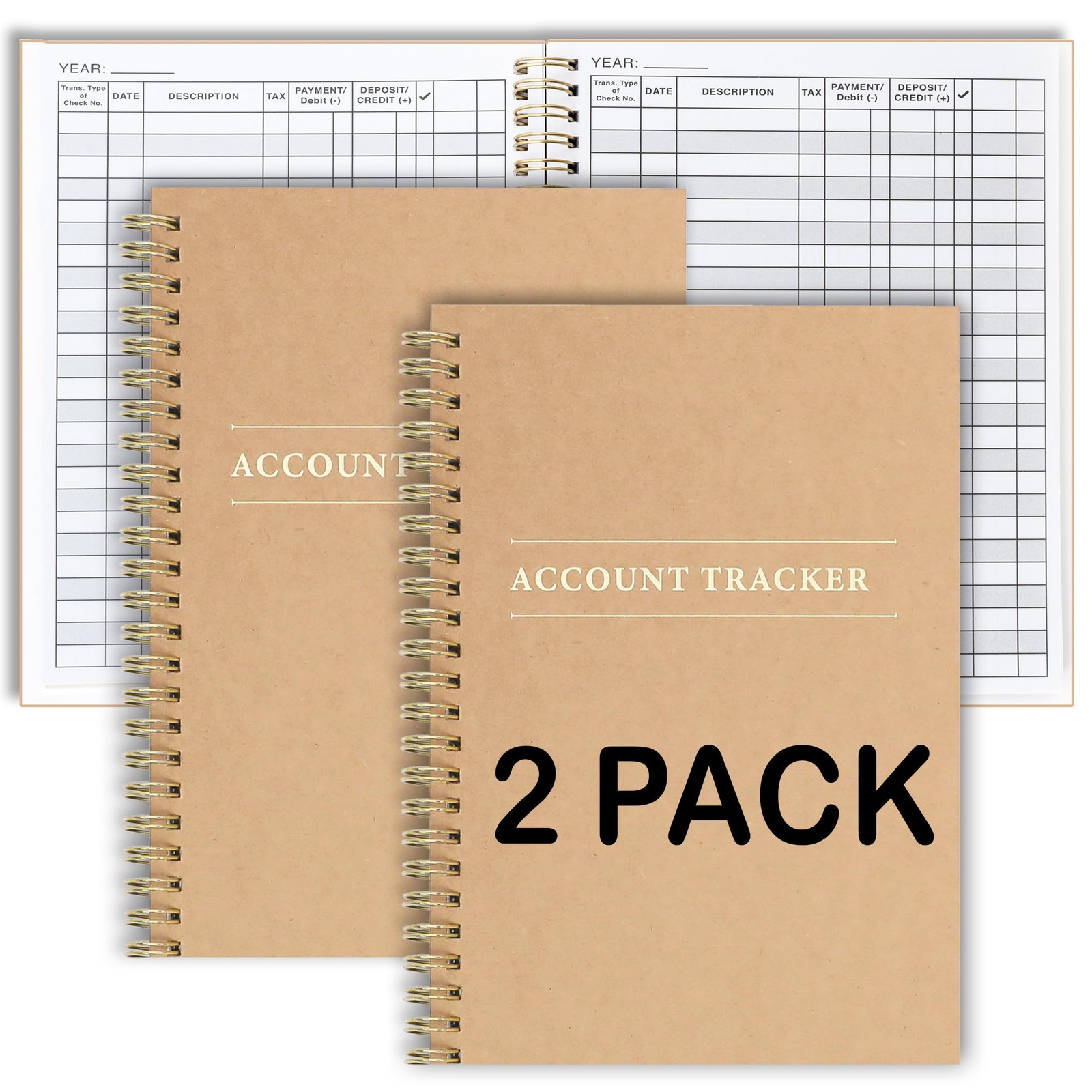 2 Pack Accounting Ledger Books for Home Budget Tracking, Business Bookkeeping