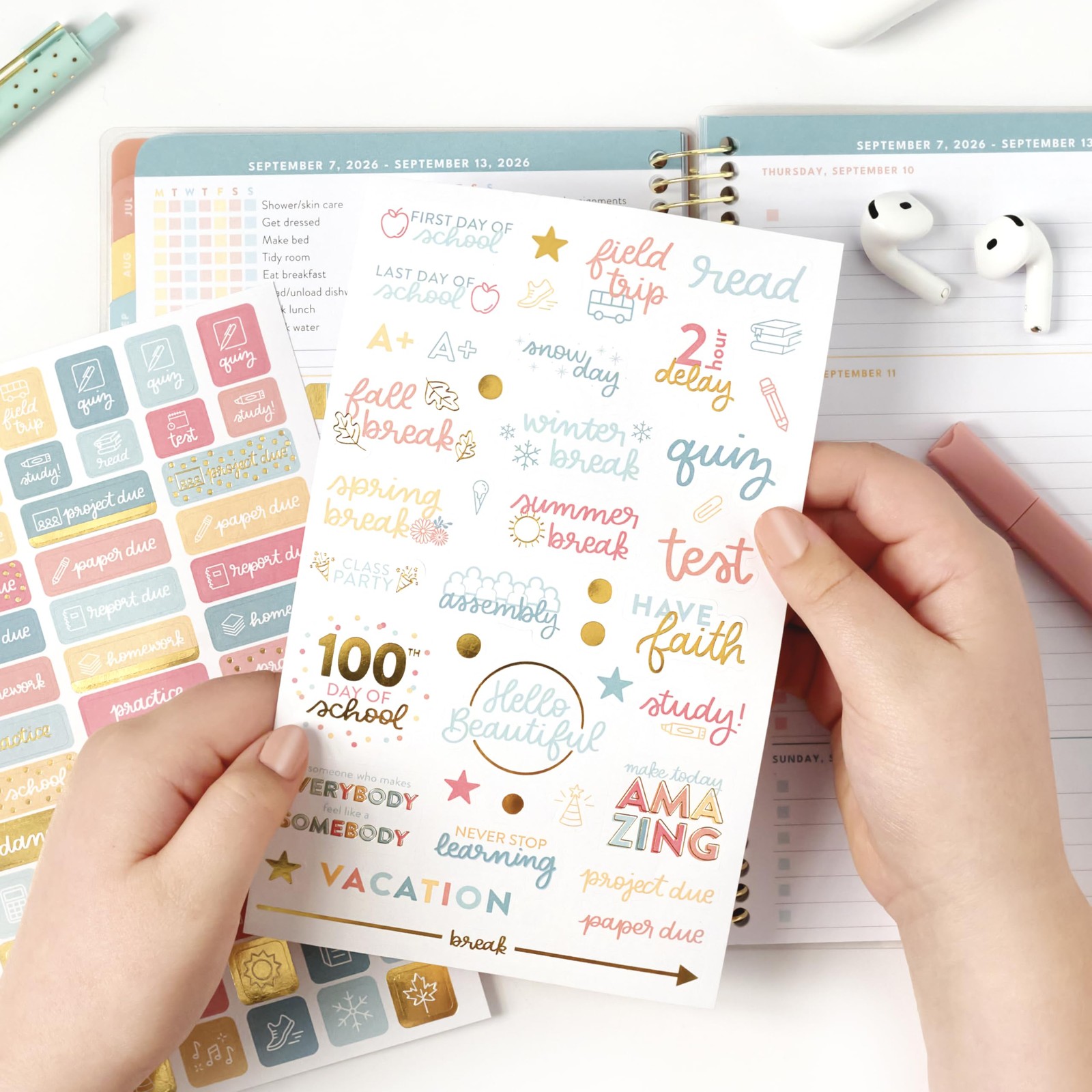 Passionate Penny 6.5 x 8.5 inches, 2026-2027 Student Planner – Pink Blocks