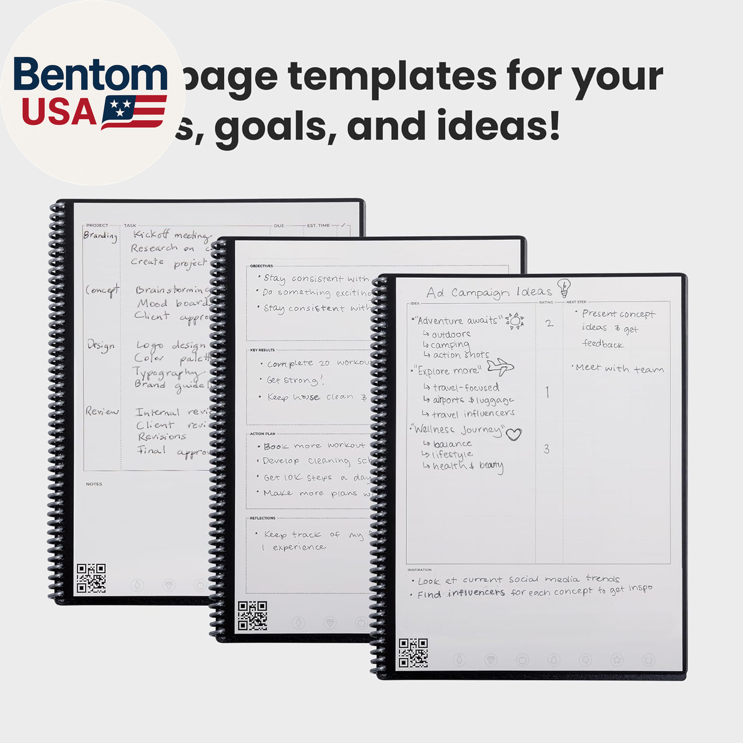 Fusion Reusable Undated Productivity Planner, Letter Size 8.5X11, Gray – Goals,