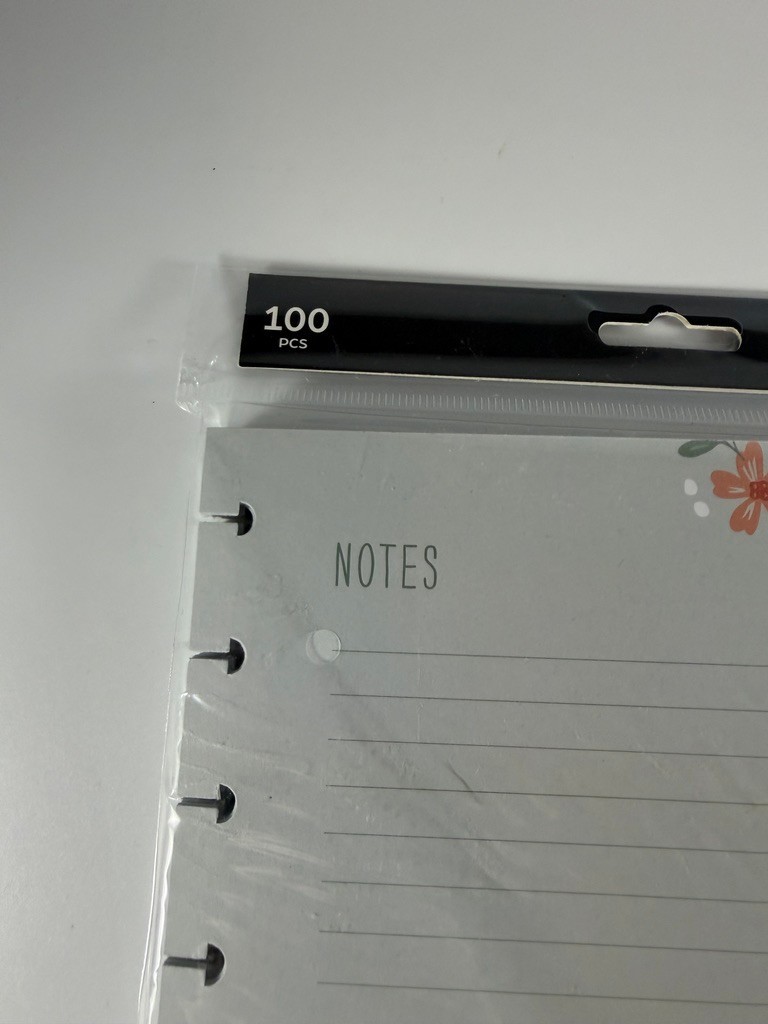 Happy Planner Classic Filler Paper Lined Floral Notes Gray 100 Sheets