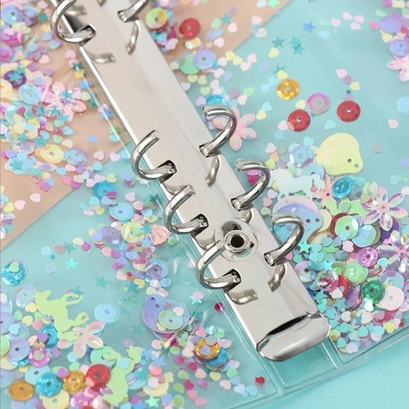 A5 6-Ring Loose Leaf Binder Cover PVC Glitter A5 Planner Cover Notebook Binder R