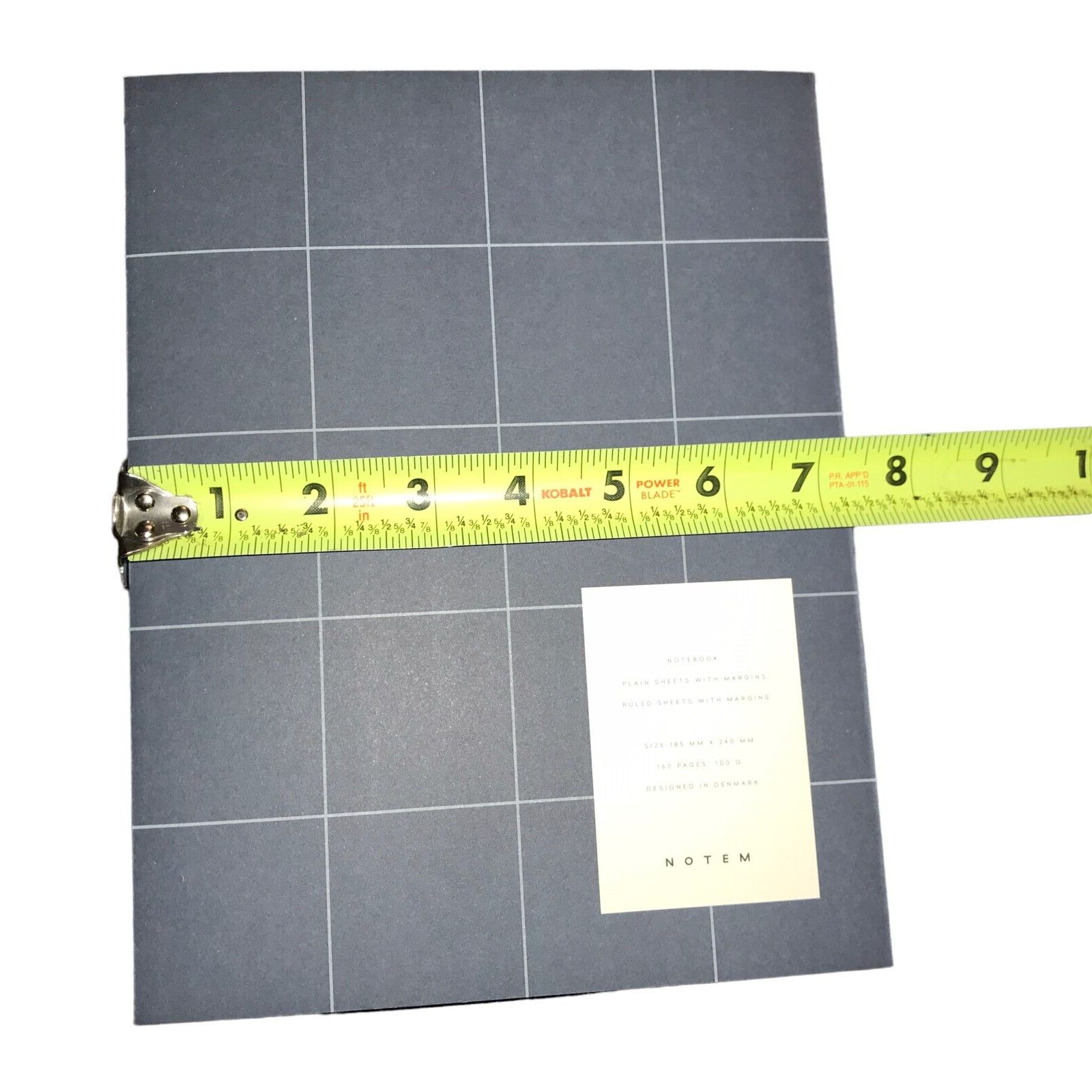 New Writing Journal Notebook, Blue Gray Grid, Blank, Notem Brand 160 Pages