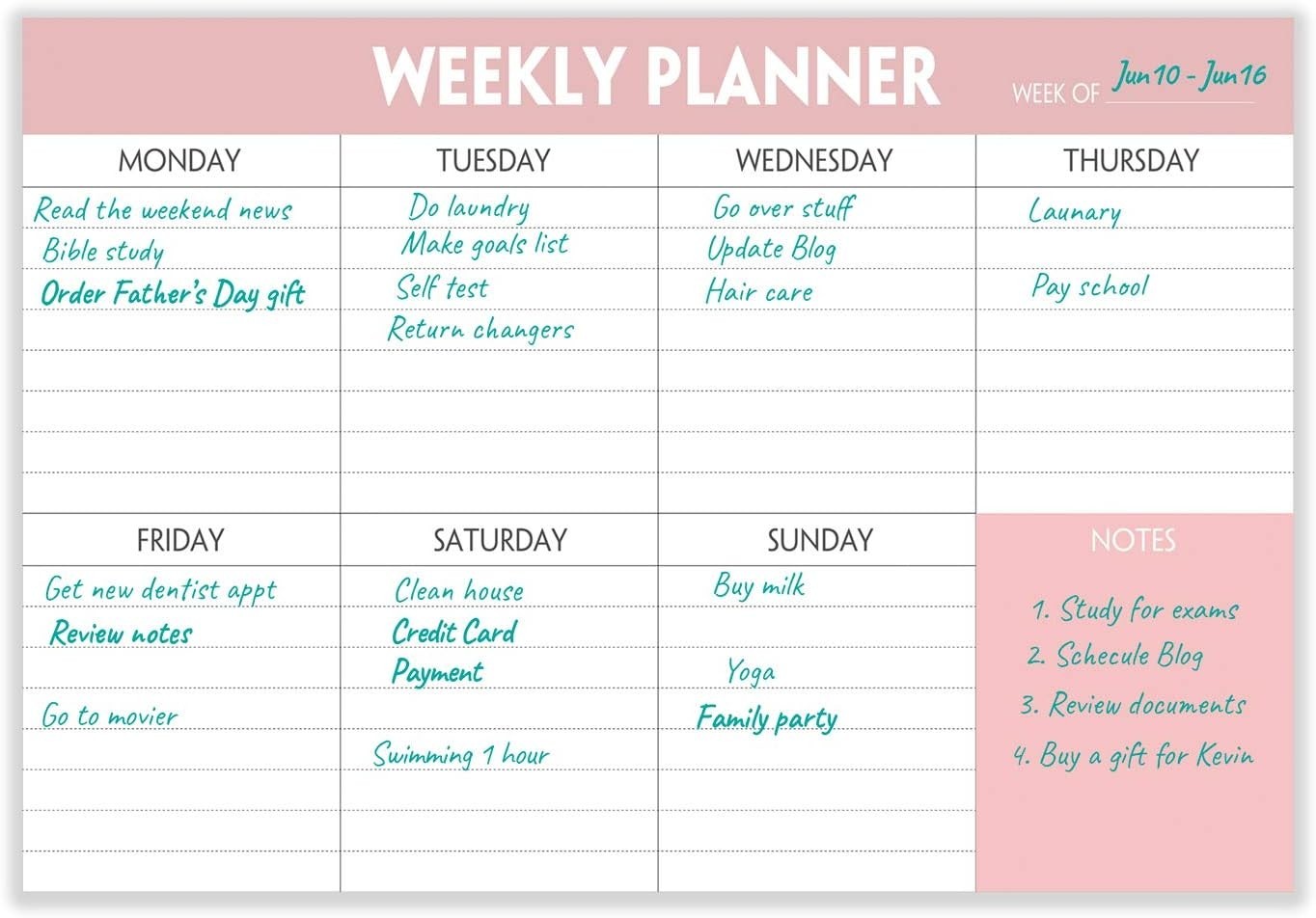 Weekly Planning Pad – Tear off to Do List Pad with Daily Schedule & Calendar, 52