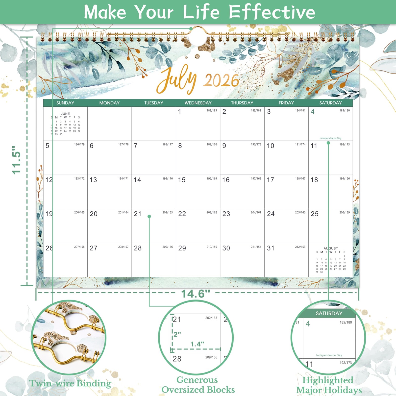 2026-2027 Calendar – Wall from July 2026 to December…
