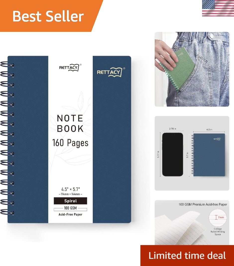 Pocket Journal Notebook, 160 Lined Pages, A6 Mini Small Size 4.5″ × 5.7″, for…