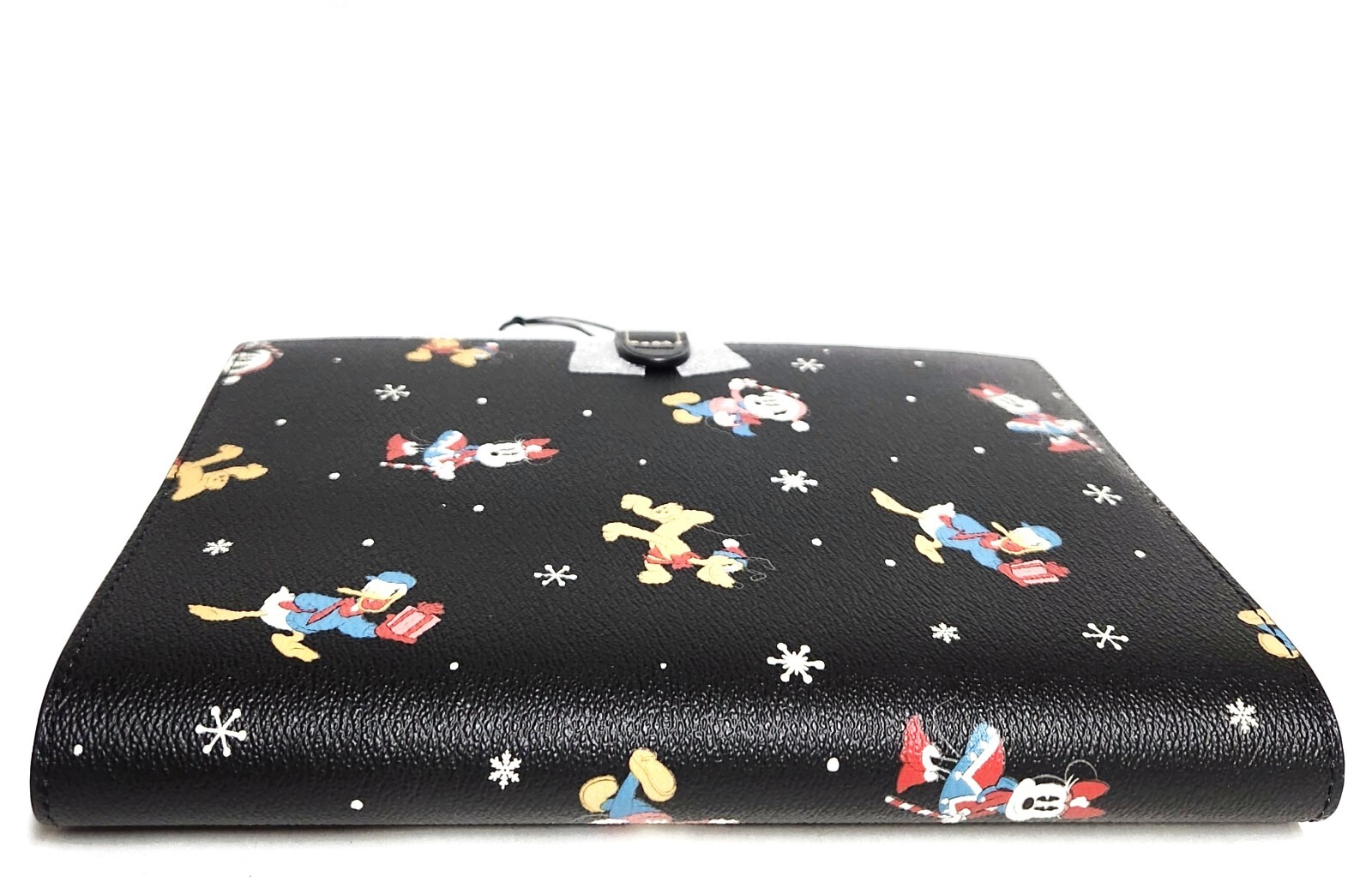 Coach Disney Notebook with Holiday Print Gunmetal Black Multi Smooth Leather NWT
