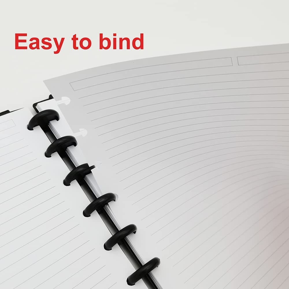 A4 Discbound Lined Refill Paper, 100 Sheets, 200 Pages, 11 Disc Hole Punched, 10