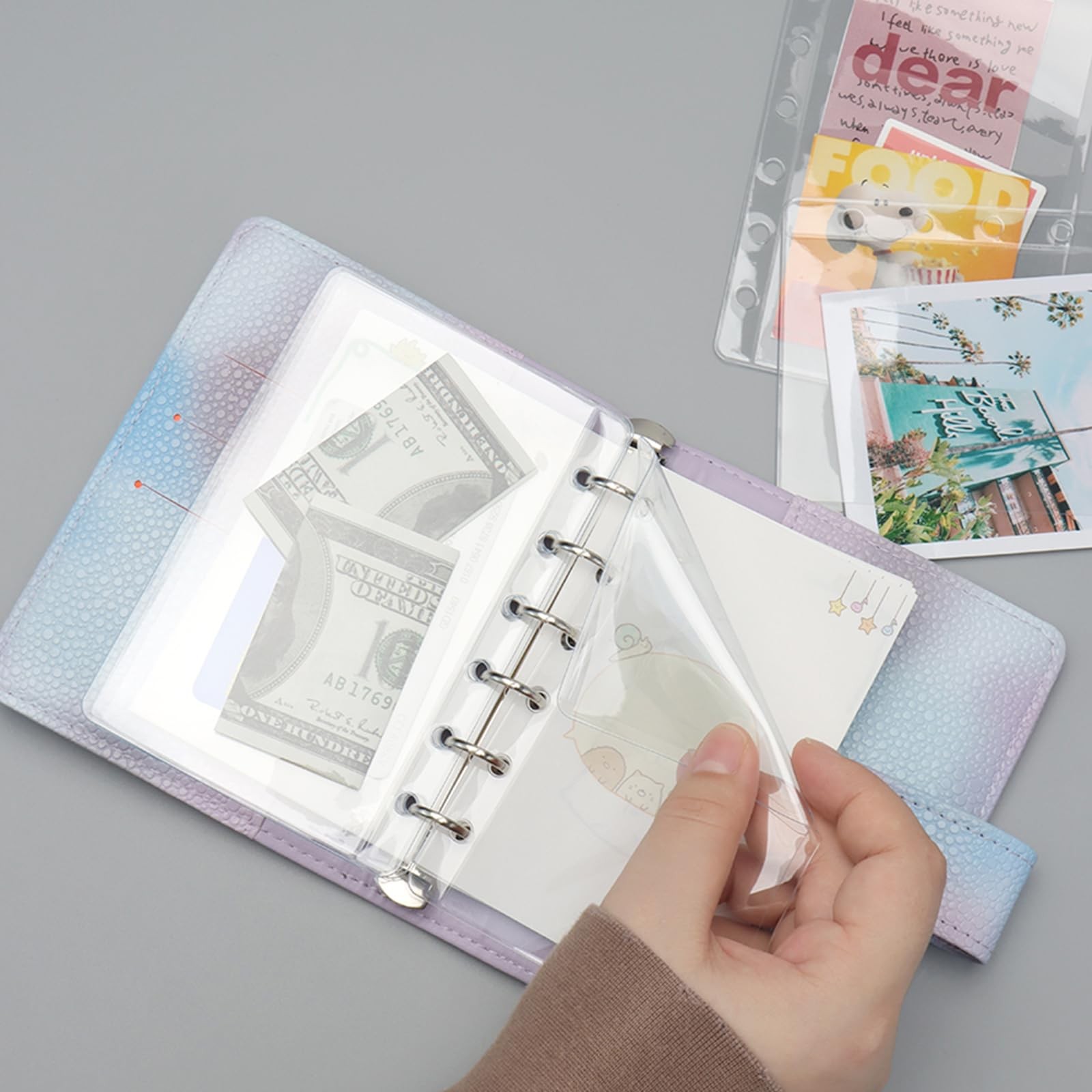 24 A7 Binder Pockets Clear Zipless Cash Envelopes Budget Binder Pocket Insert…