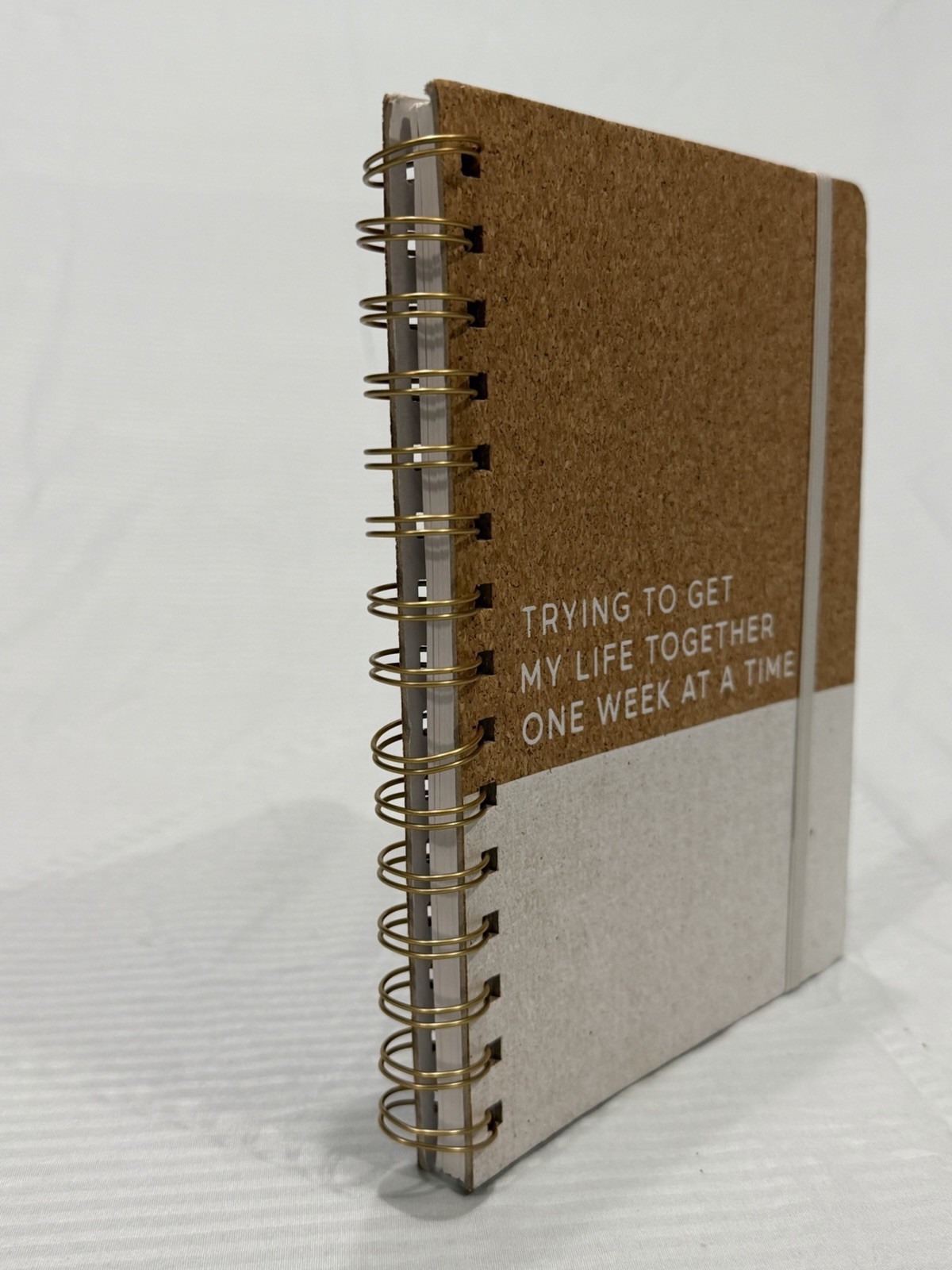Cork Weekly Planner Notebook 8 x 6 Spiral Bound “Trying To Get My Life Together