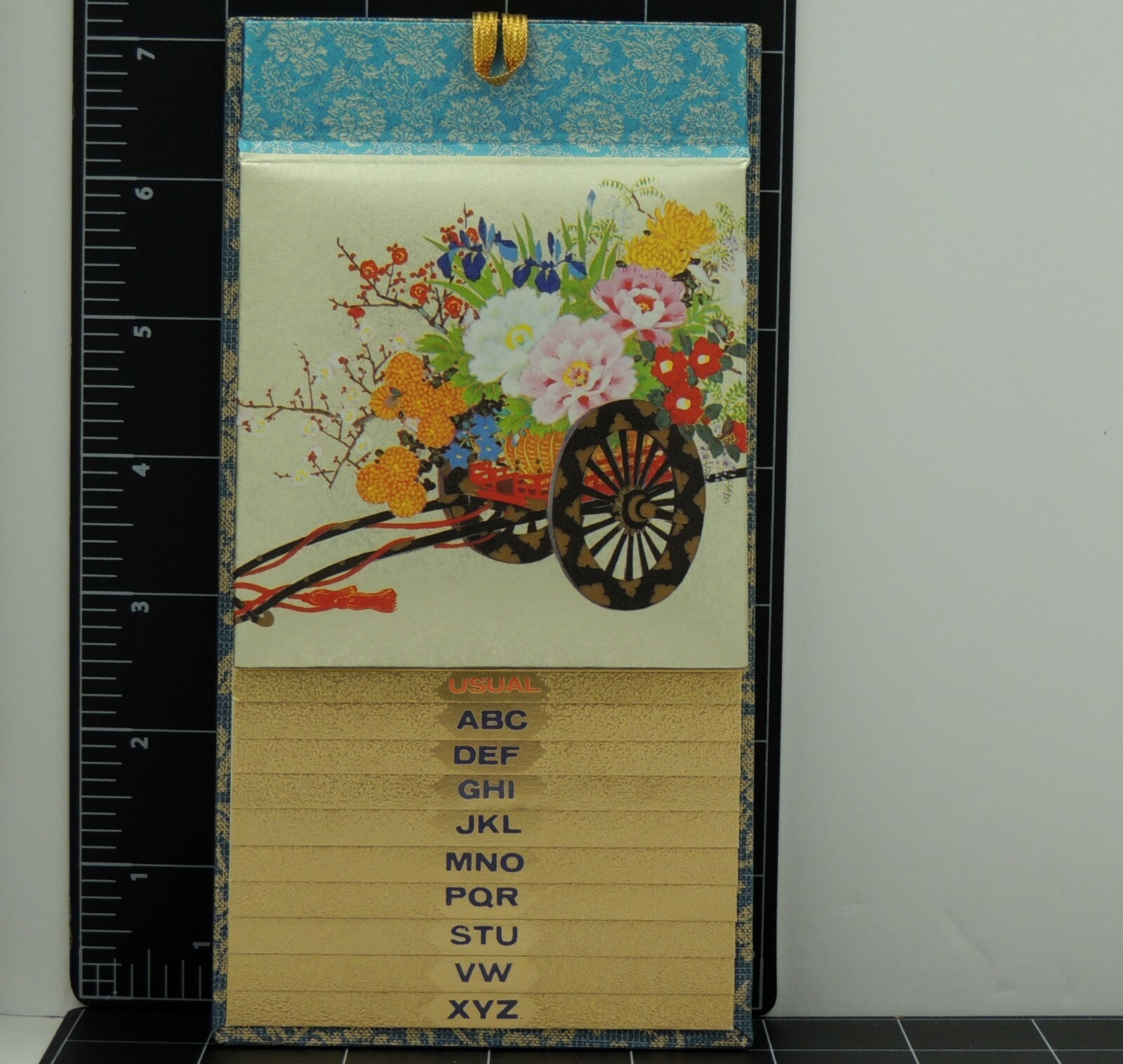 Japanese Address Telephone Directory Vtg Book Pad Art Print Gold Embossed Japan