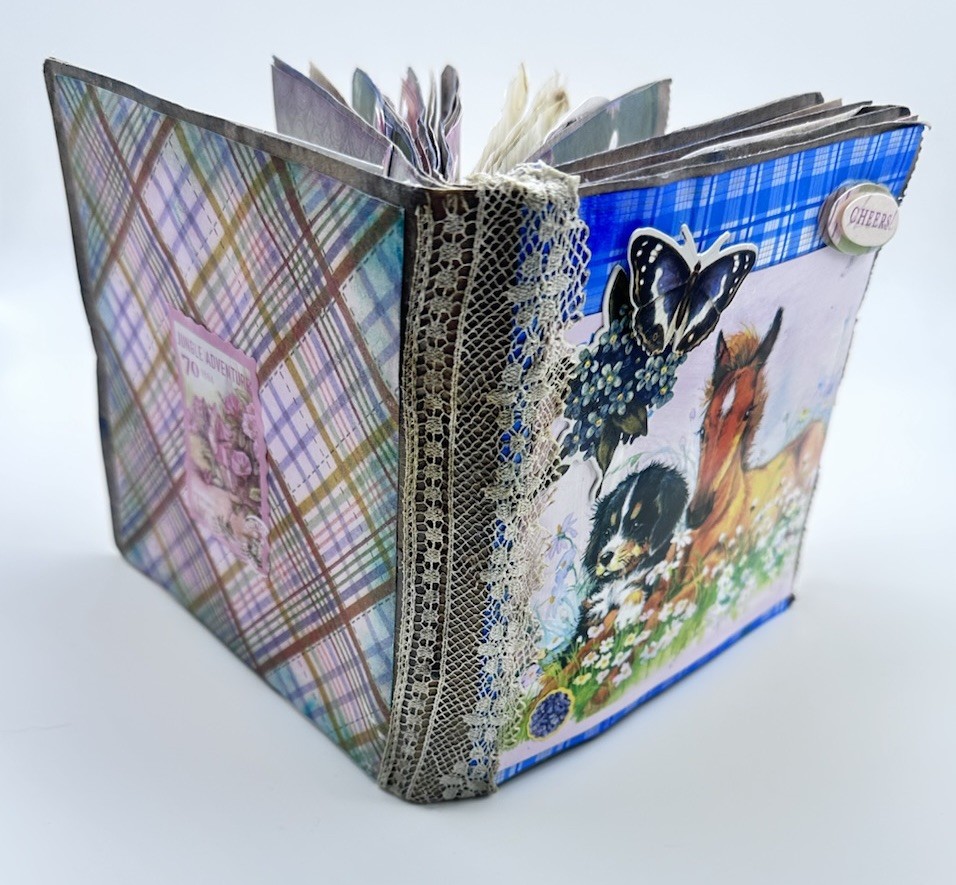 Junk Journal Cheers Themed 6×5 Inches With Coffee Dyed Paper