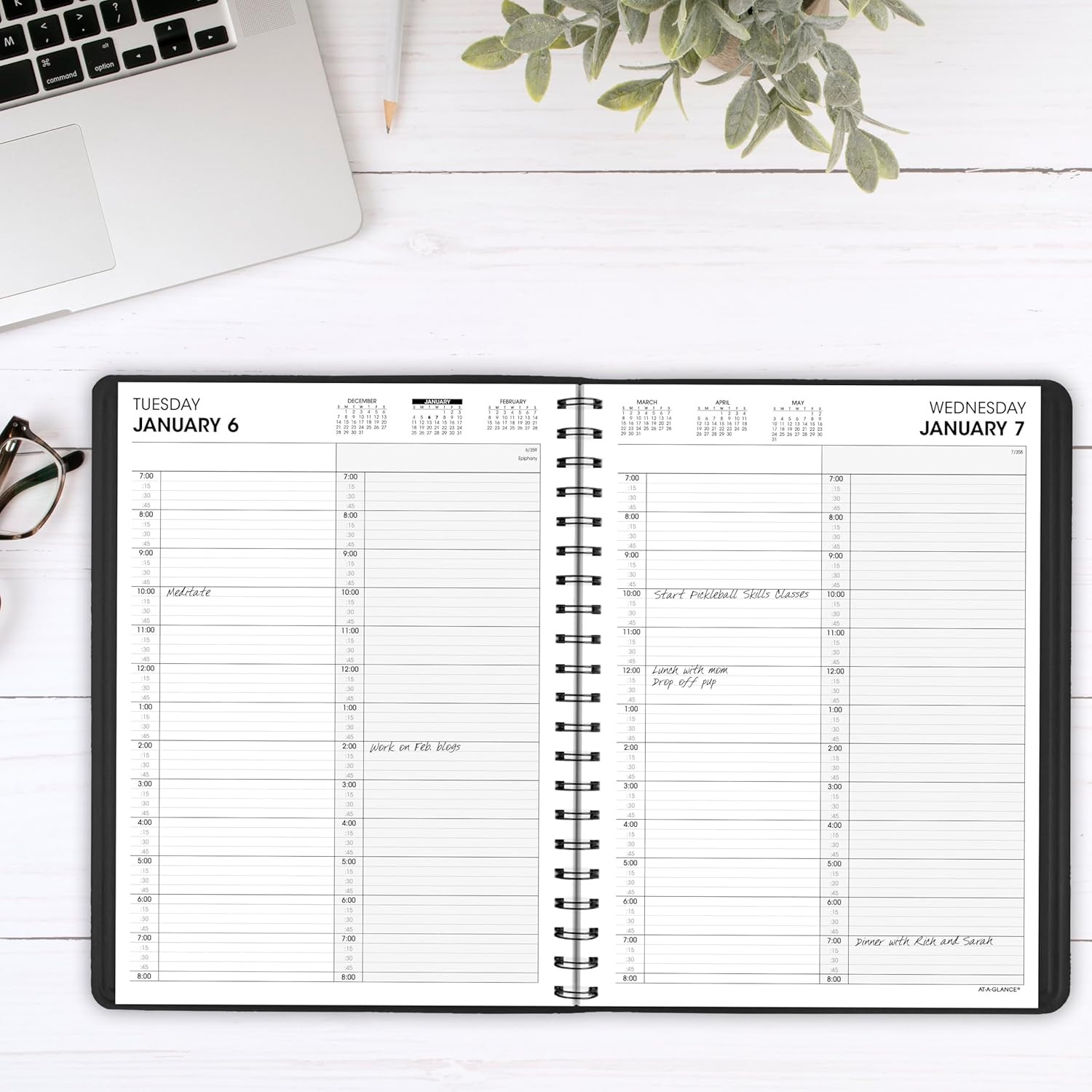 2026 Appointment Book Planner, Daily, 8″ X 11″, Large, Two Person Group, Black