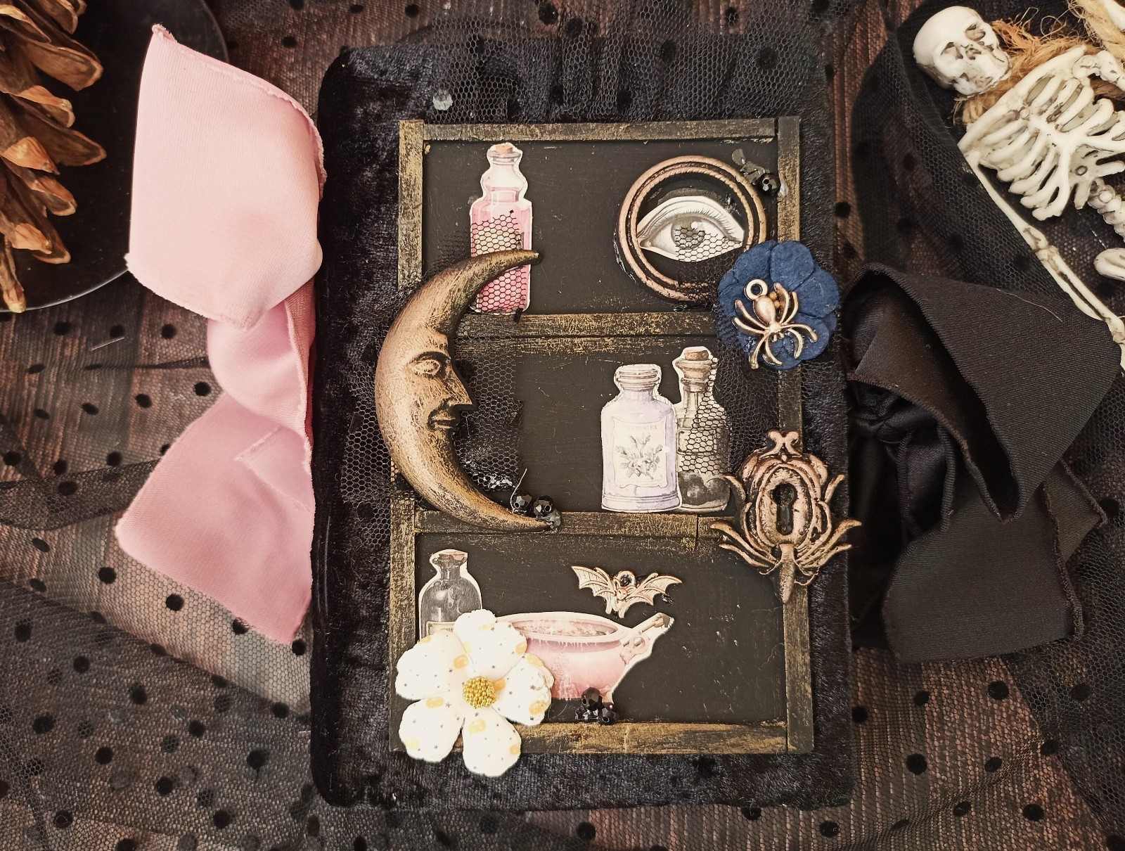 Junk journal handmade blank Witch Spell Book Halloween Spooky 6×5 in 200 pgs