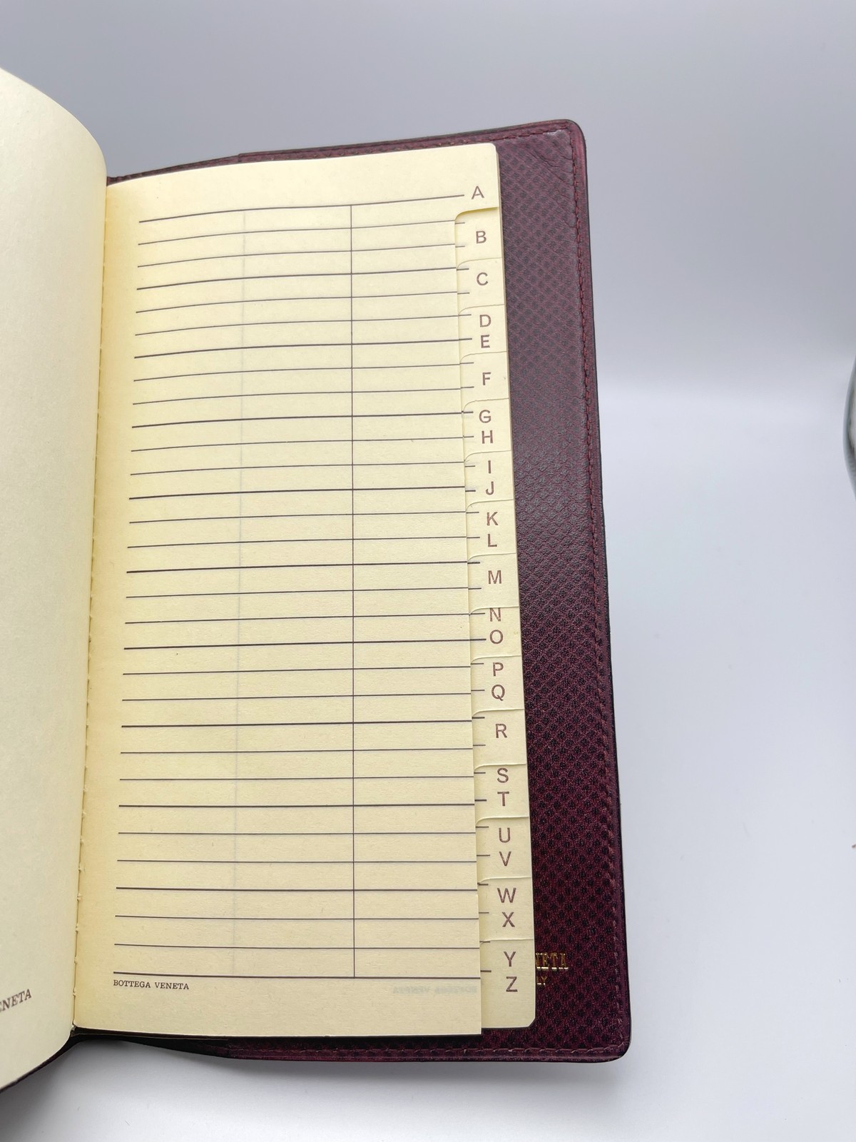 Vintage Bottega Veneta Leather Address Book Made in Italy Organizer Burgundy Red