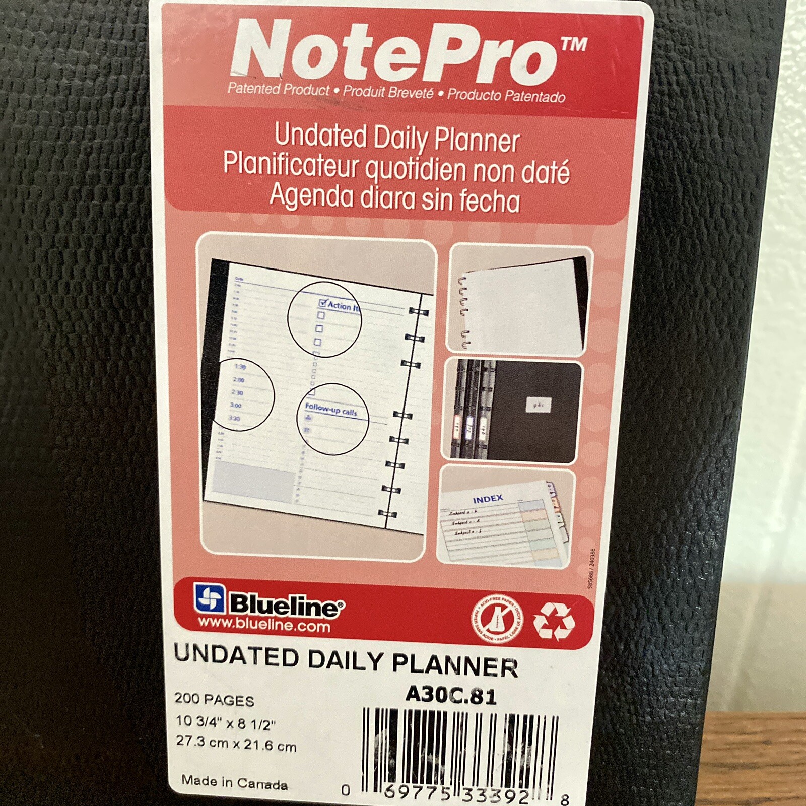 Blueline NotePro Undated Daily Planner 11 x 8-1/2 Black A30C81