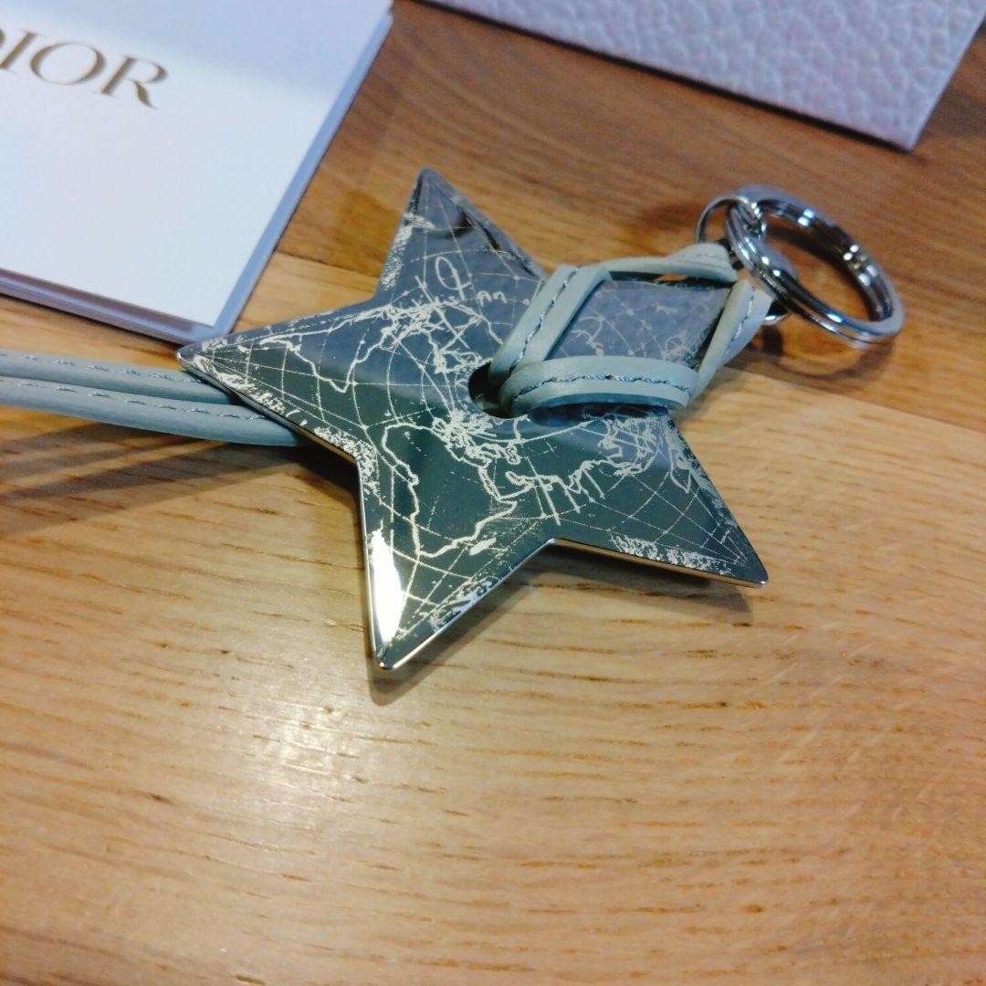 Dior Star Charm Fashion Accessory Novelty Gift Silver Gray Leather Metal