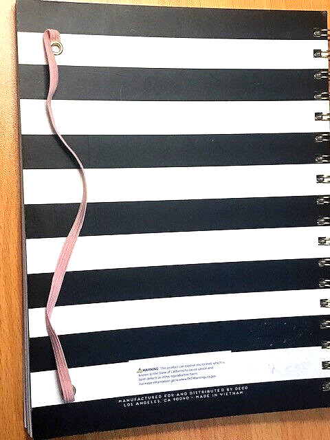 Lovely, Flowery Black & White Striped Journal Pink Elastic Band Closure~Book NEW