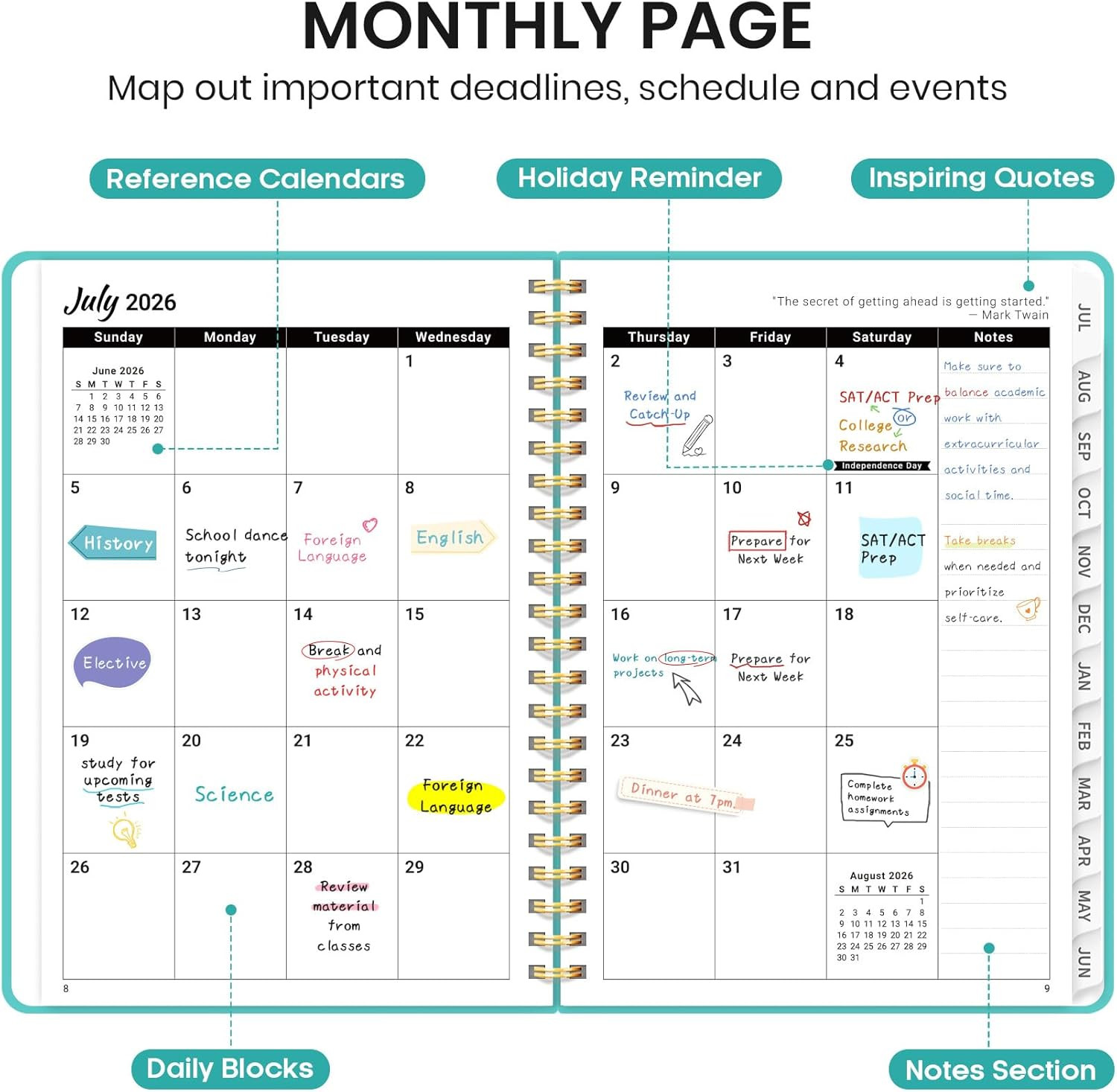 Planner 2026-2027 for Women & Men, Academic Monthly and Weekly Calendar Planner,