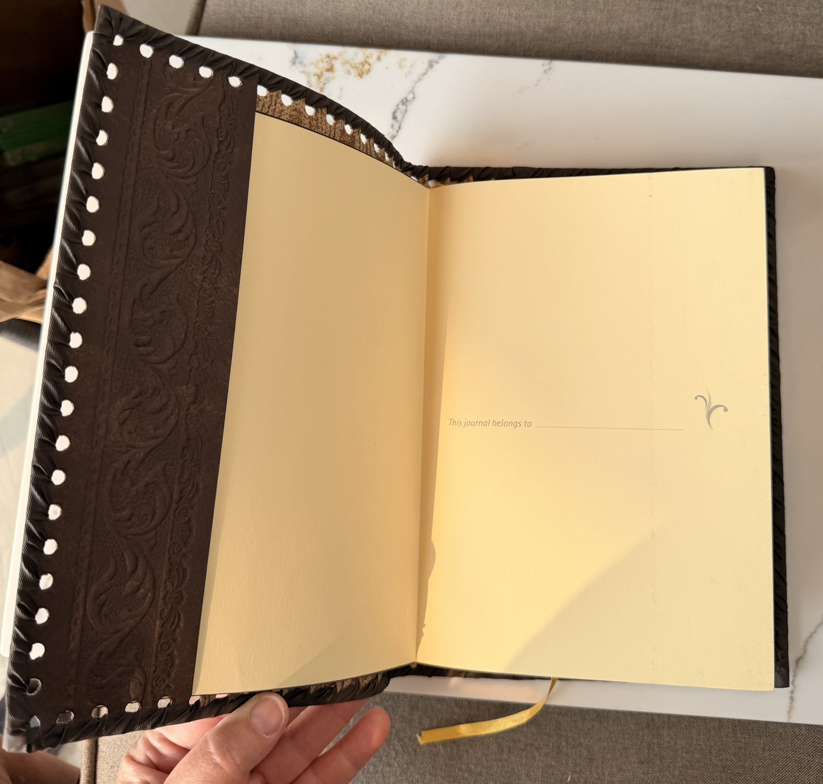 Tree of Life Brown Gold Stitched Journal – leather – Made in Italy New