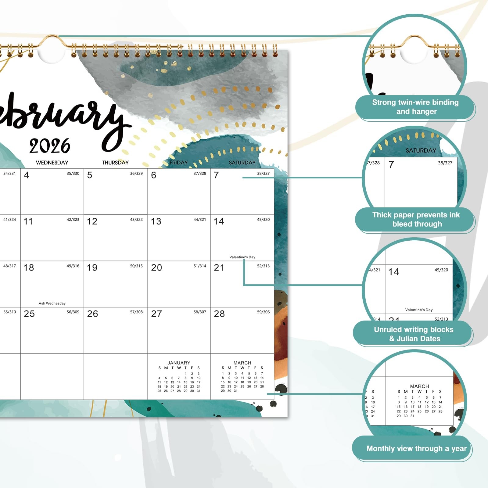 2026 Wall Calendar – 12 Months Hanging 2026 from Jan. 14.8″ x 11.6″