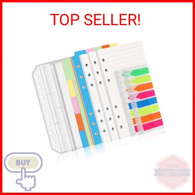Antner A6 Refill Paper Planner Inserts for A6 6 Ring Notebook Binder, 135 Sheets