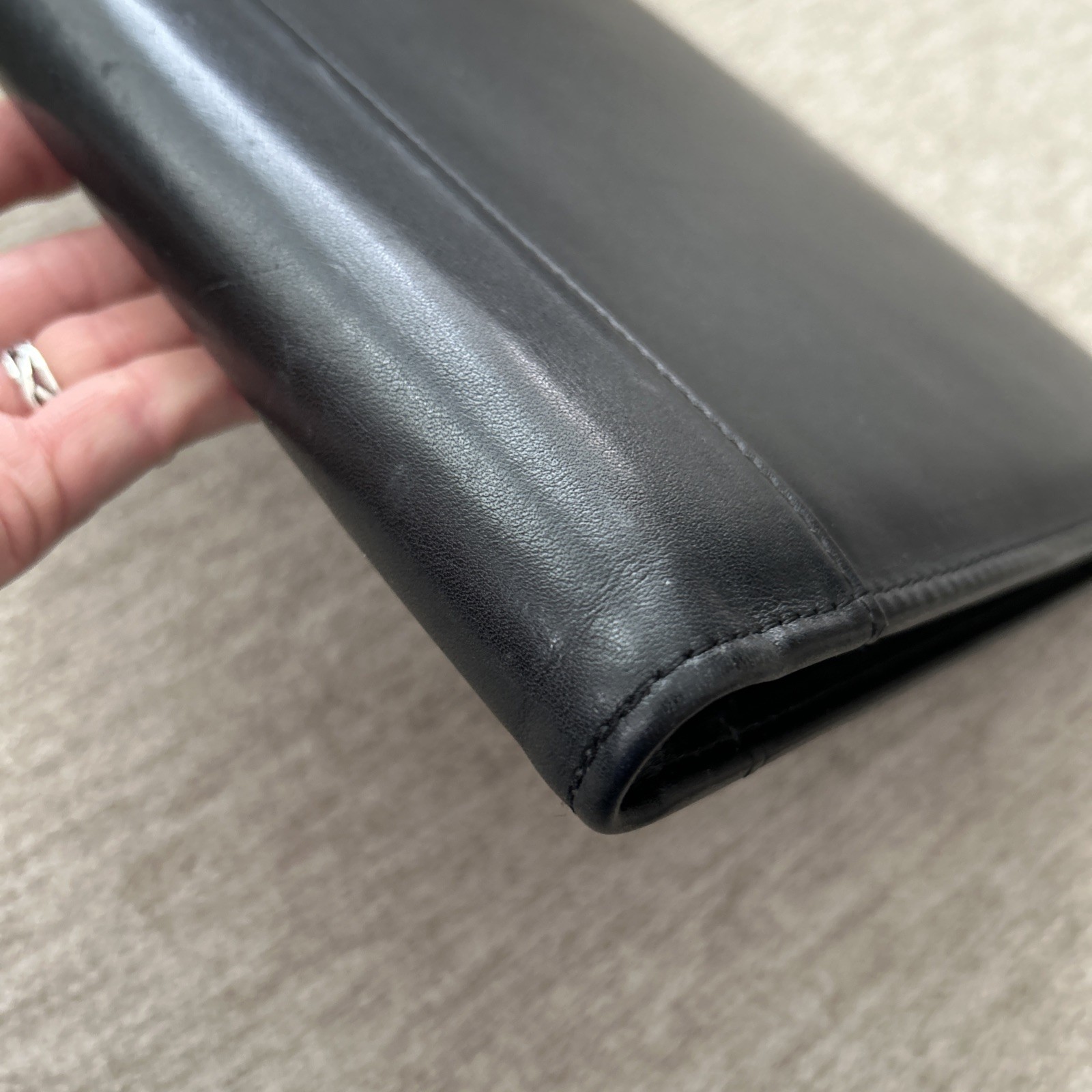 McKinley Made In America Black Leather Open 3-Ring Binder/Organizer/Legal Folio