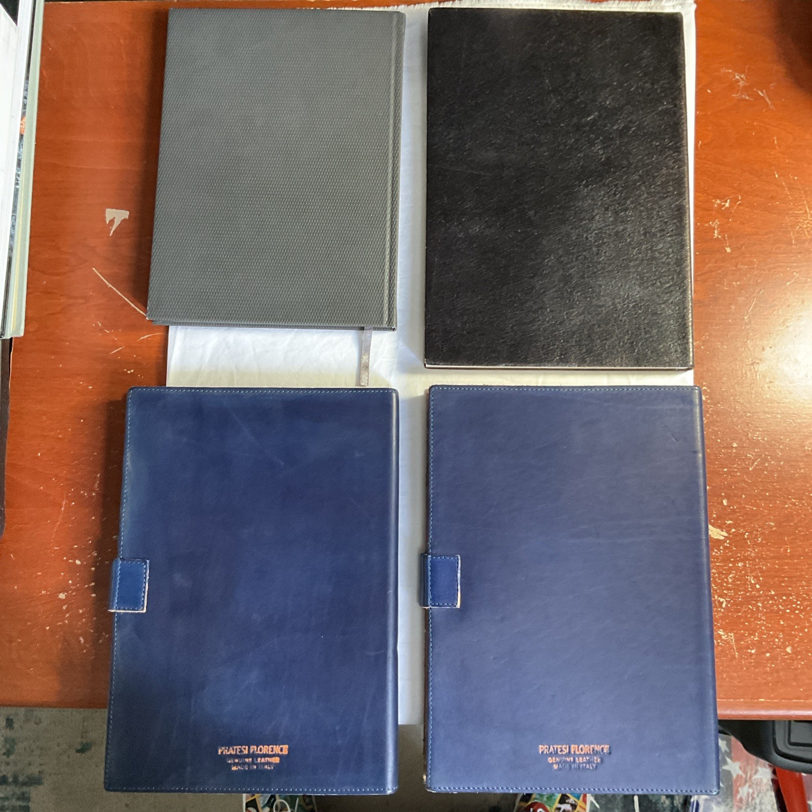 Leather Journal Notebooks Lined Lot of 4 PRATESI FLORENCE TEMPO ECCOLO ITALY NOS