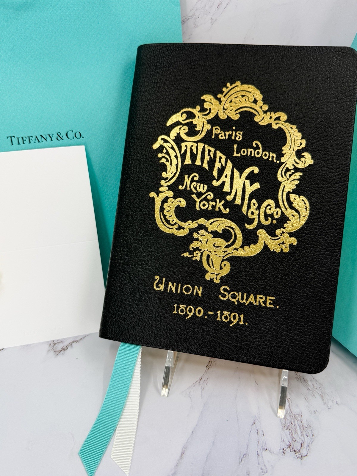 Tiffany & Co Union Square Black Leather Notebook Journal Gold Gilt Edge Gift Box