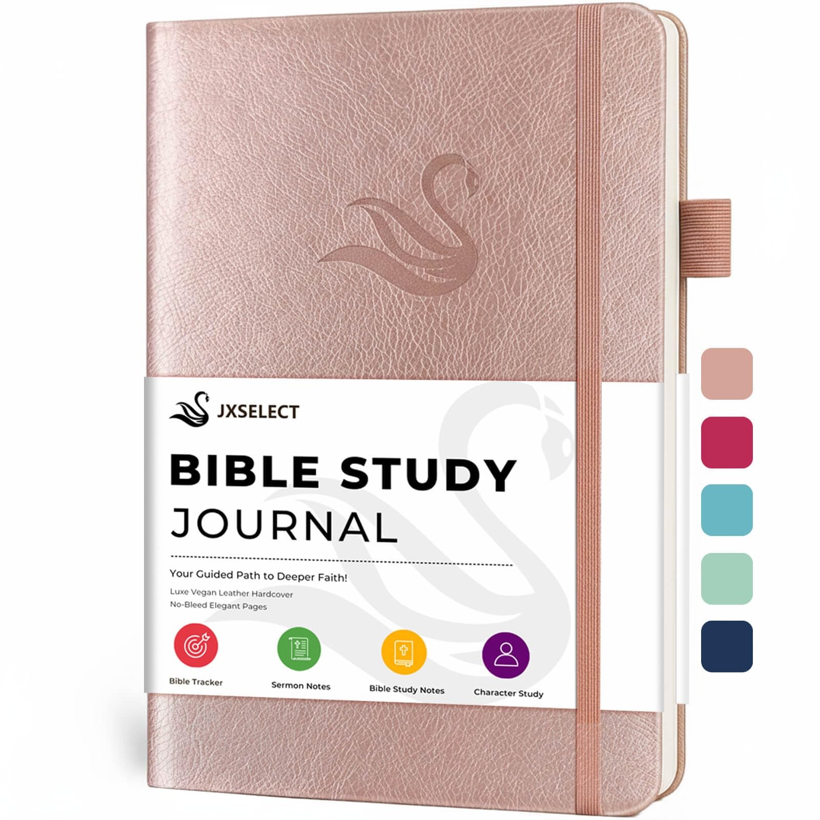 Bible Study Journal for Women – Guided Christian Notebook with Rose Gold